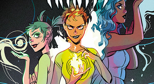 Illustration of witches Amber Nightstone, Jade Kazane, and Sapphire Gill from the main cover by Lisa Sterle of the Wicked Trinity one-shot.