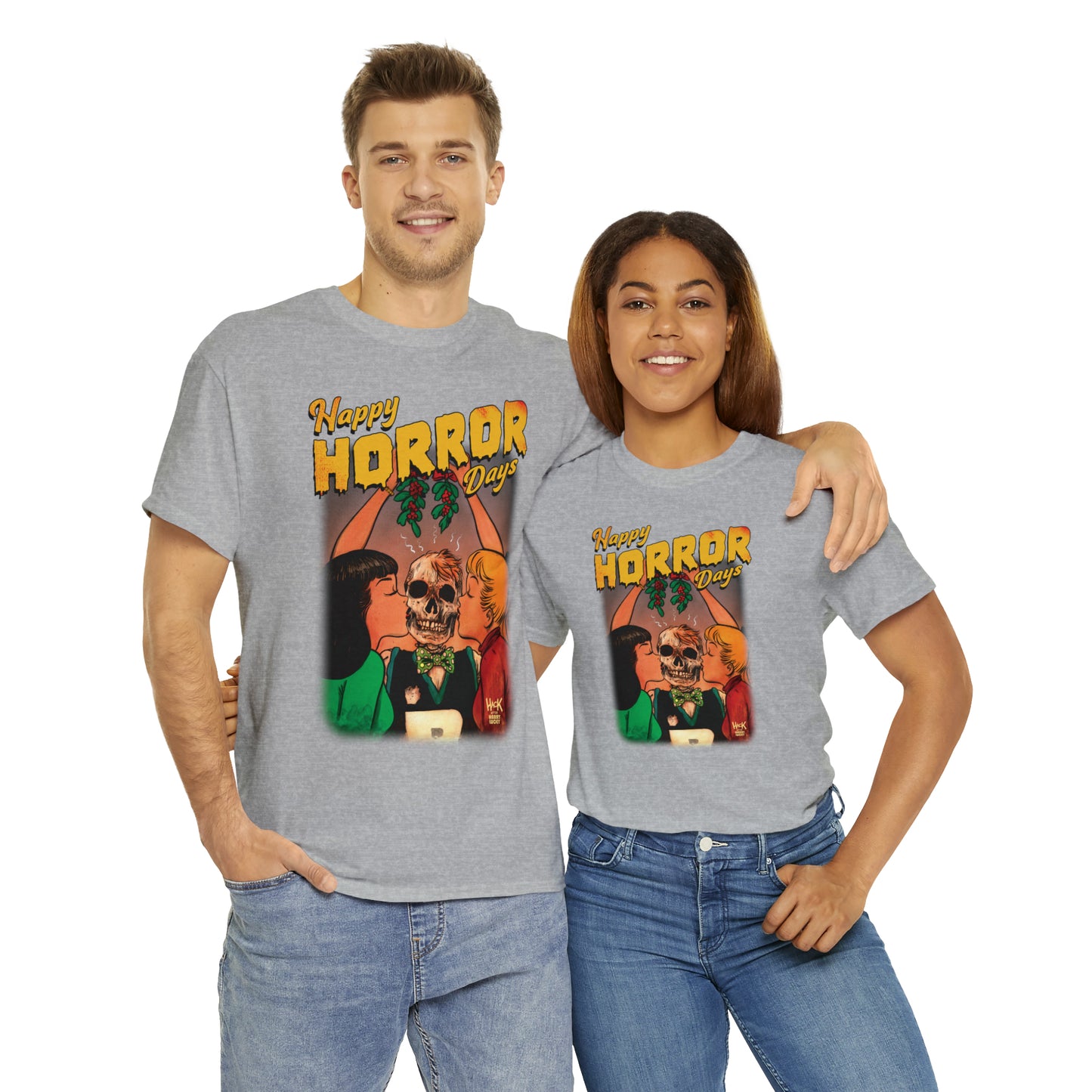 Happy Horror Days Love Triangle Graphic Tee (Unisex Heavy Cotton Tee) featuring Archie, Betty, and Veronica