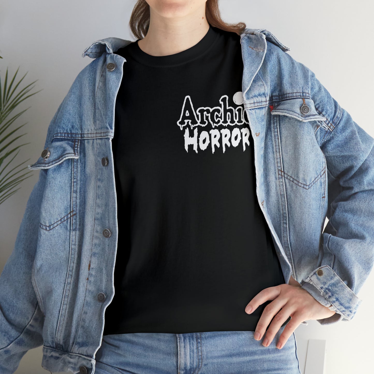 Archie Horror Logo Graphic Tee (Unisex Heavy Cotton Tee) featuring Archie Skull on Back