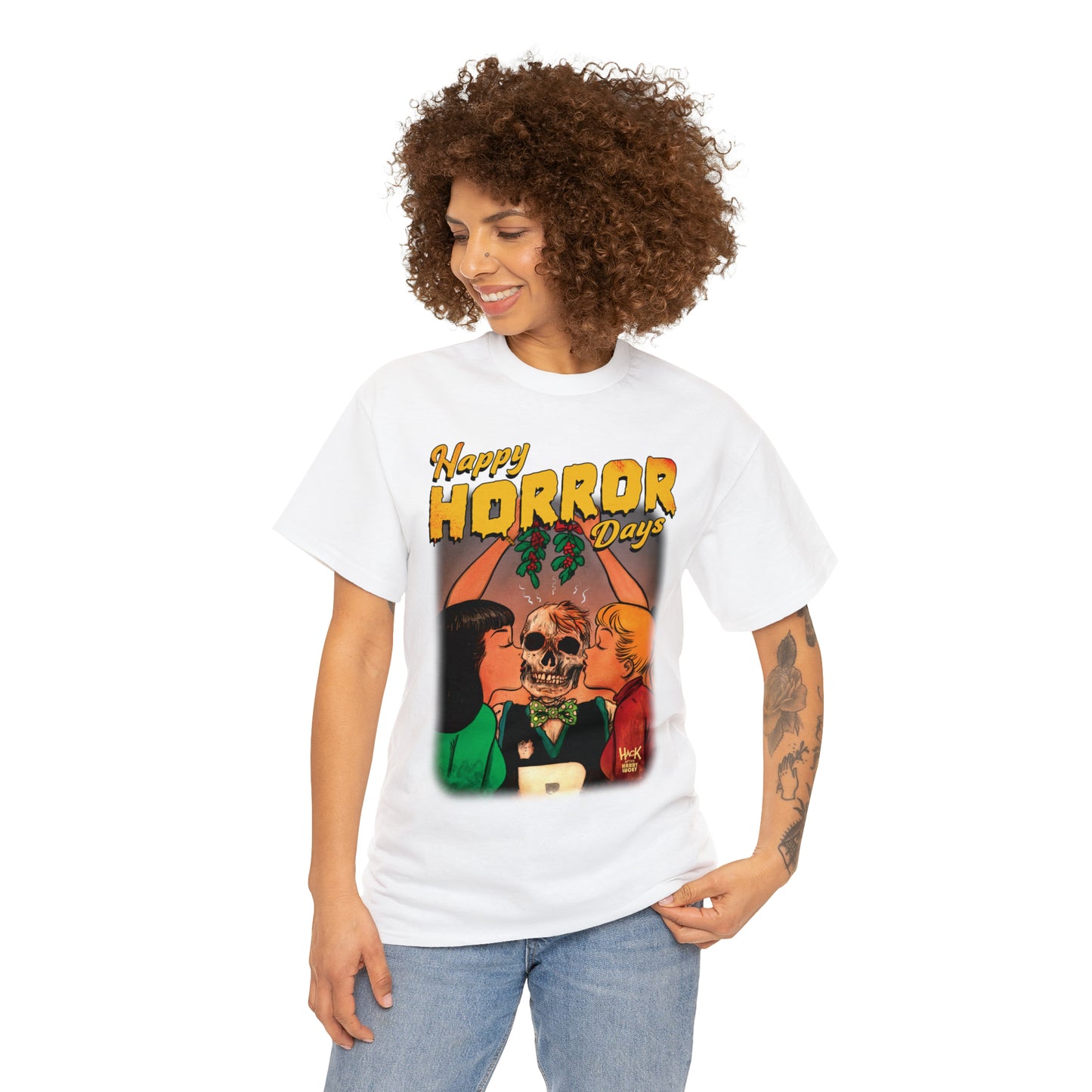 Happy Horror Days Love Triangle Graphic Tee (Unisex Heavy Cotton Tee) featuring Archie, Betty, and Veronica