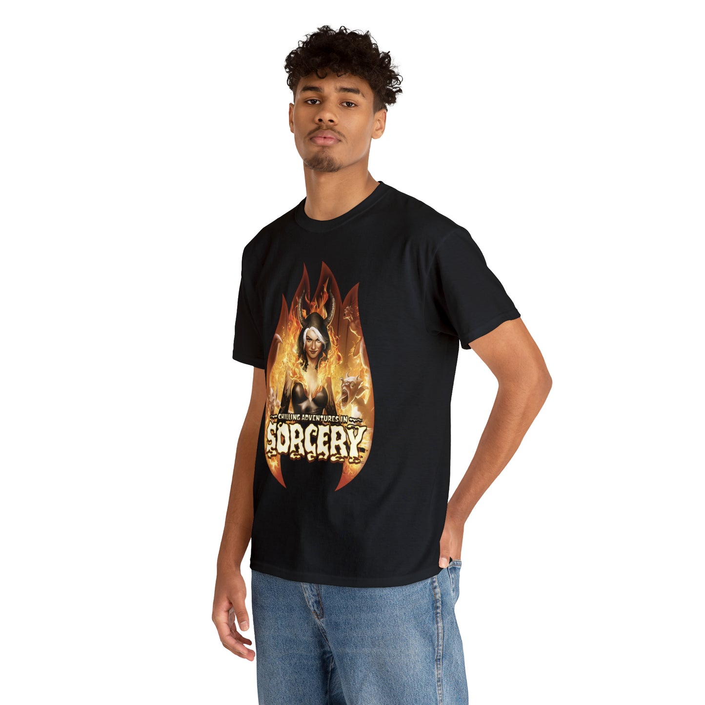 Chilling Adventures in Sorcery Graphic Tee (Unisex Heavy Cotton Tee) featuring Madam Satan