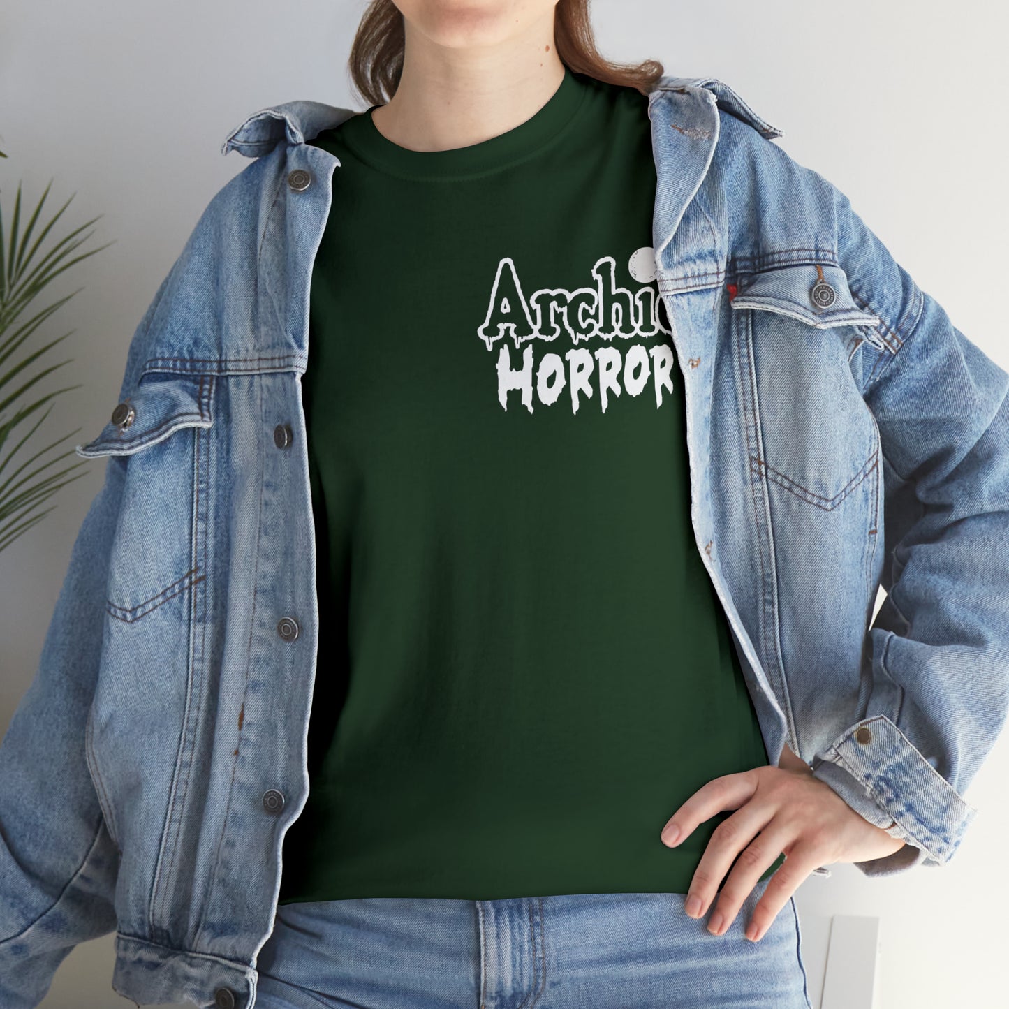 Archie Horror Logo Graphic Tee (Unisex Heavy Cotton Tee) featuring Archie Skull on Back