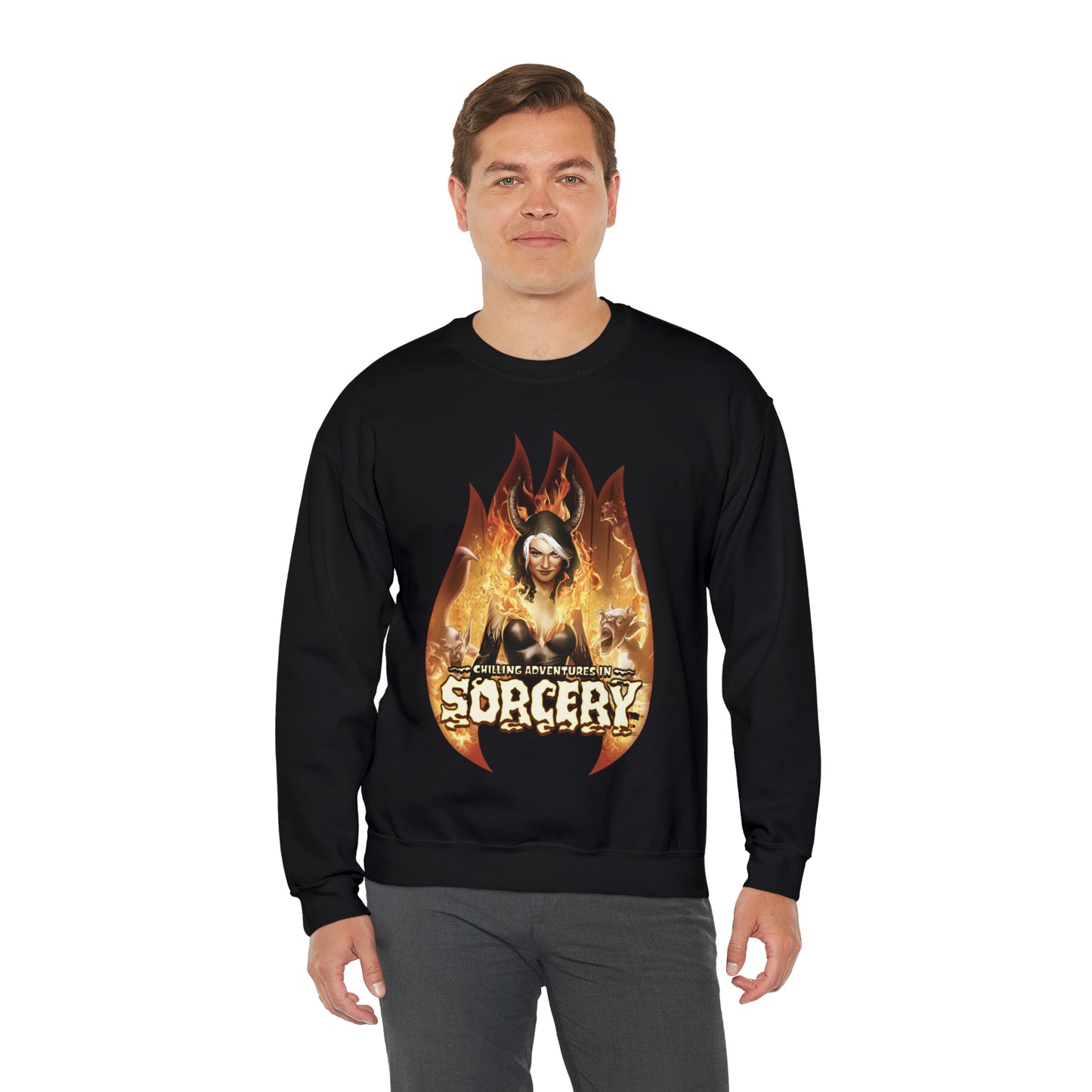 Chilling Adventures in Sorcery Unisex Heavy Blend™ Crewneck Sweatshirt featuring Madam Satan