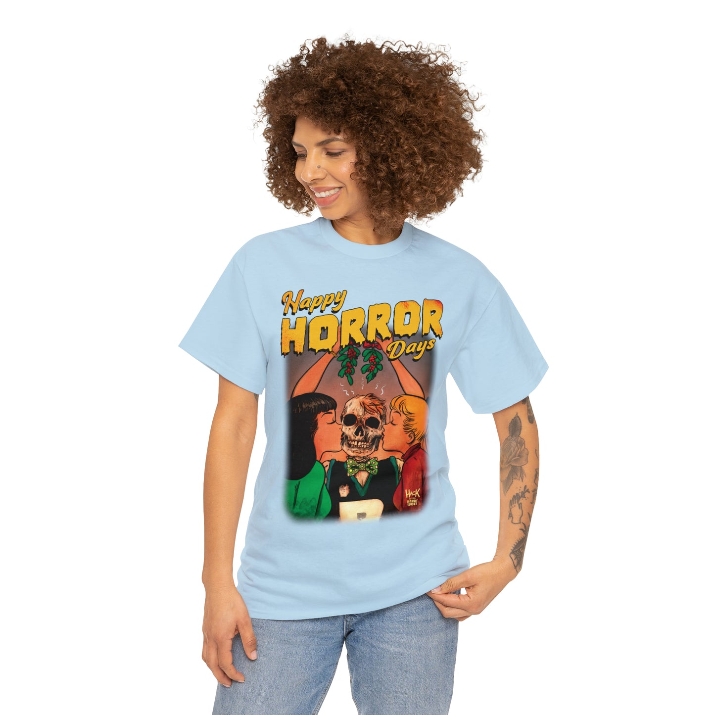 Happy Horror Days Love Triangle Graphic Tee (Unisex Heavy Cotton Tee) featuring Archie, Betty, and Veronica