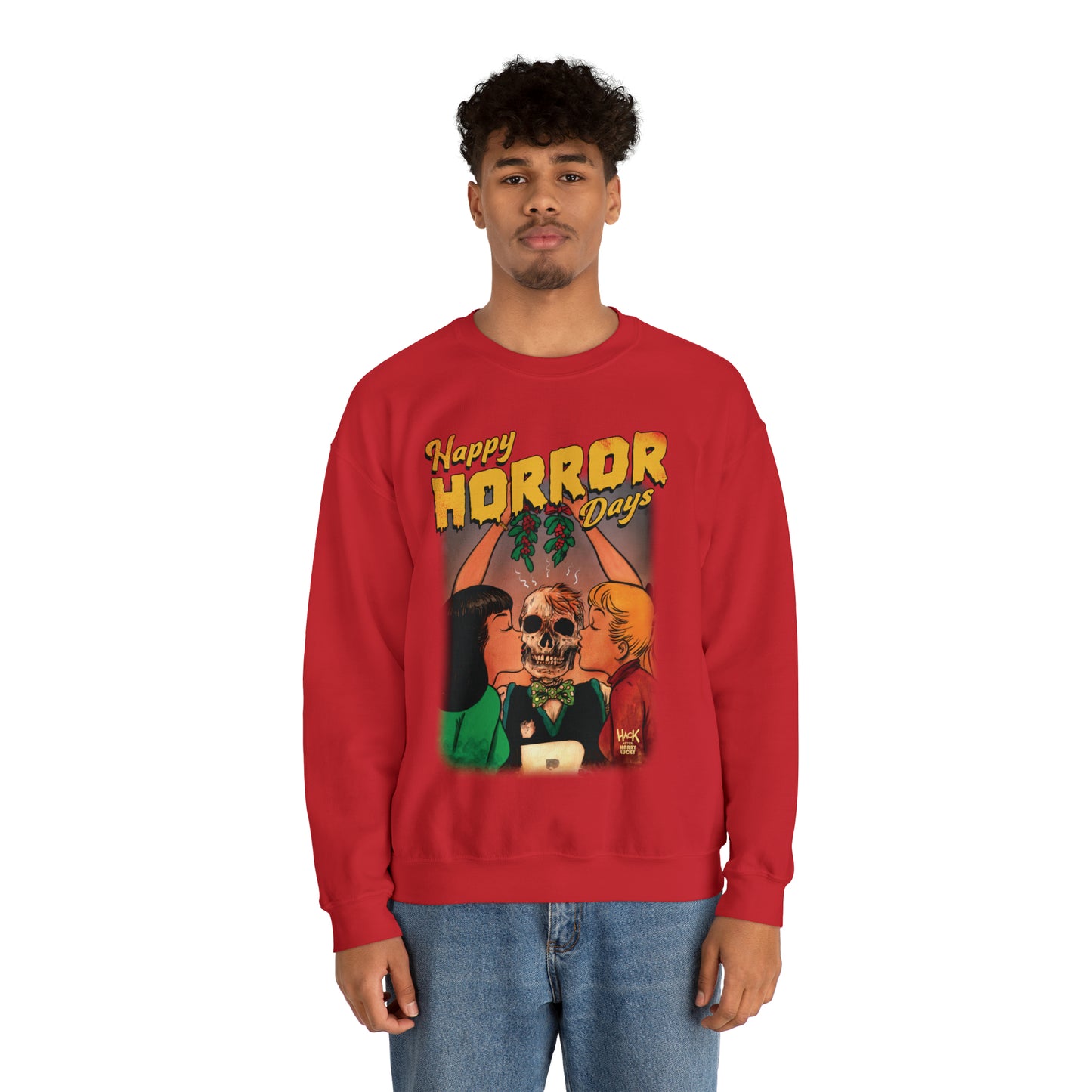 Archie Comics Happy Horror Days Unisex Heavy Blend™ Crewneck Sweatshirt featuring Archie, Betty, and Veronica