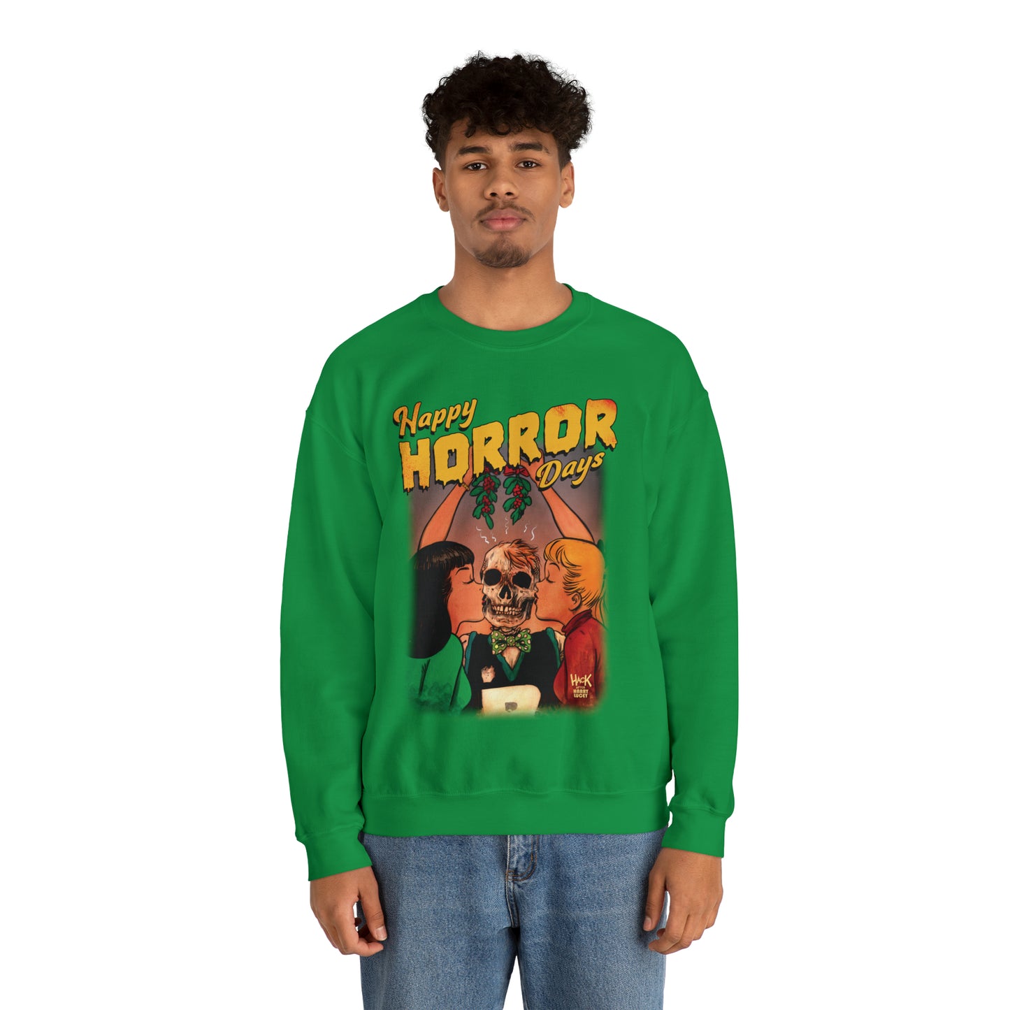 Archie Comics Happy Horror Days Unisex Heavy Blend™ Crewneck Sweatshirt featuring Archie, Betty, and Veronica