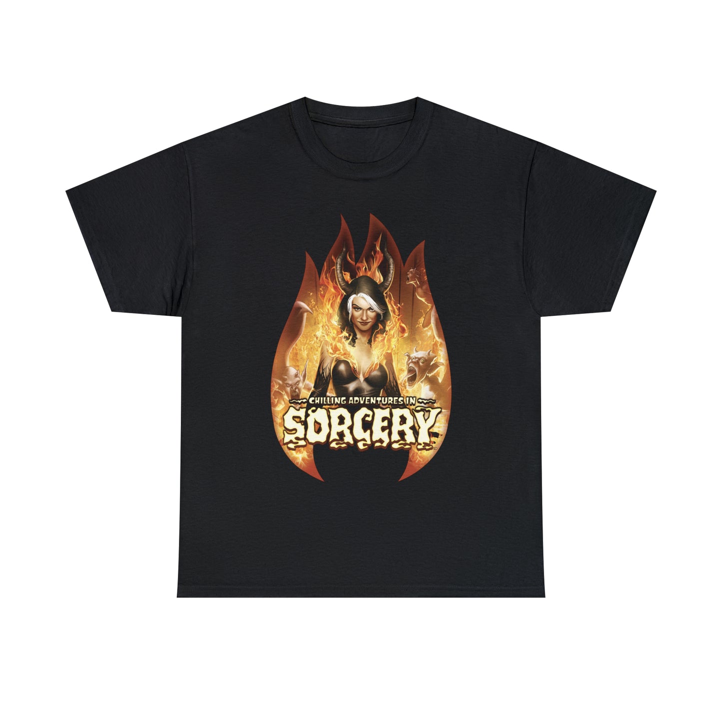 Chilling Adventures in Sorcery Graphic Tee (Unisex Heavy Cotton Tee) featuring Madam Satan