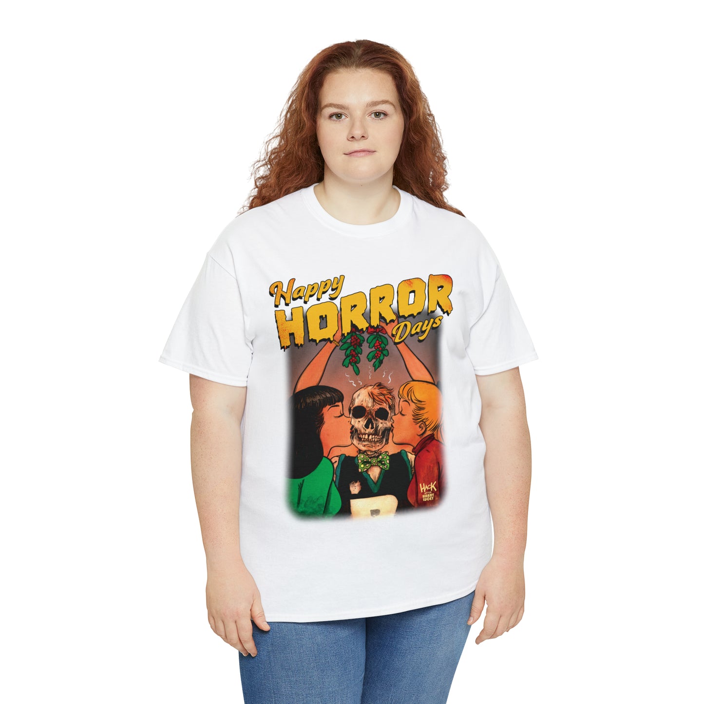 Happy Horror Days Love Triangle Graphic Tee (Unisex Heavy Cotton Tee) featuring Archie, Betty, and Veronica