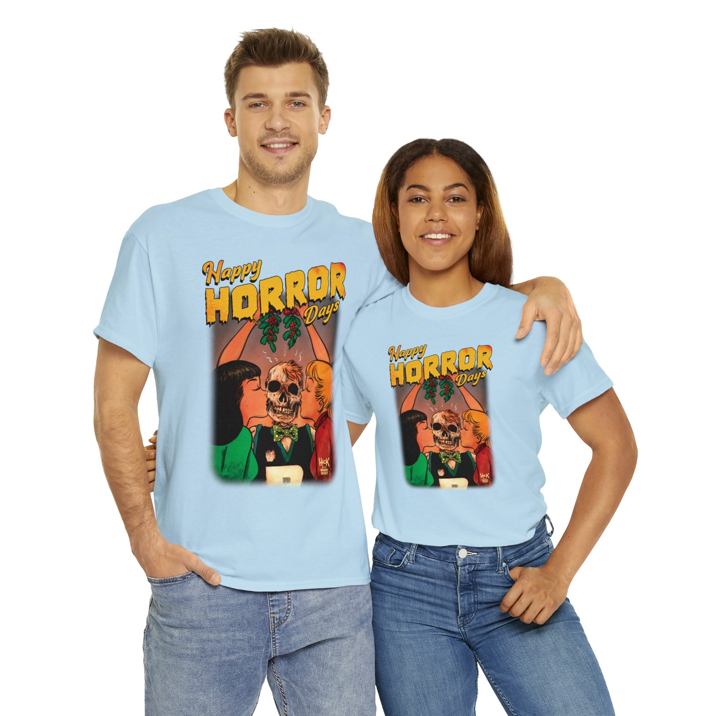 Happy Horror Days Love Triangle Graphic Tee (Unisex Heavy Cotton Tee) featuring Archie, Betty, and Veronica