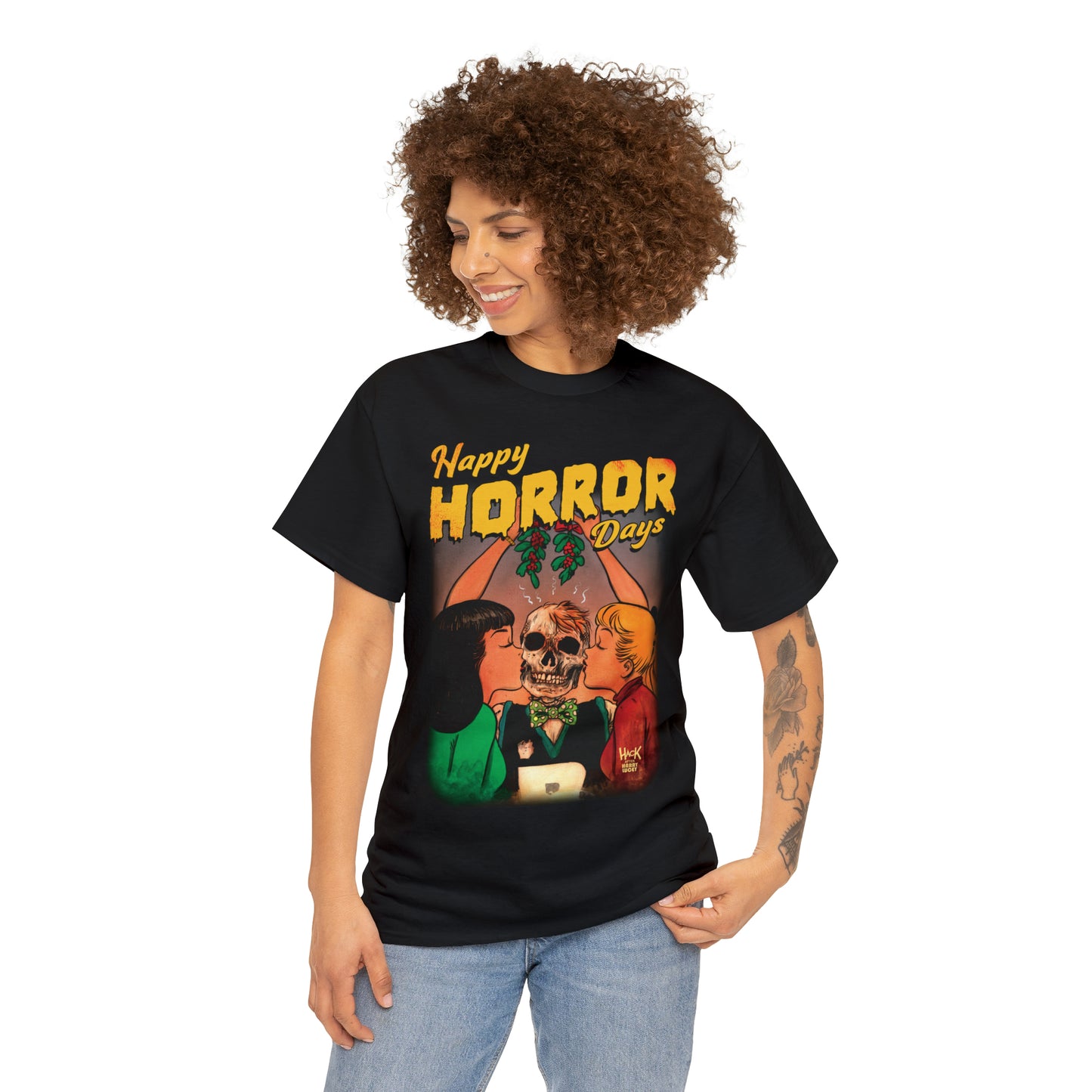 Happy Horror Days Love Triangle Graphic Tee (Unisex Heavy Cotton Tee) featuring Archie, Betty, and Veronica