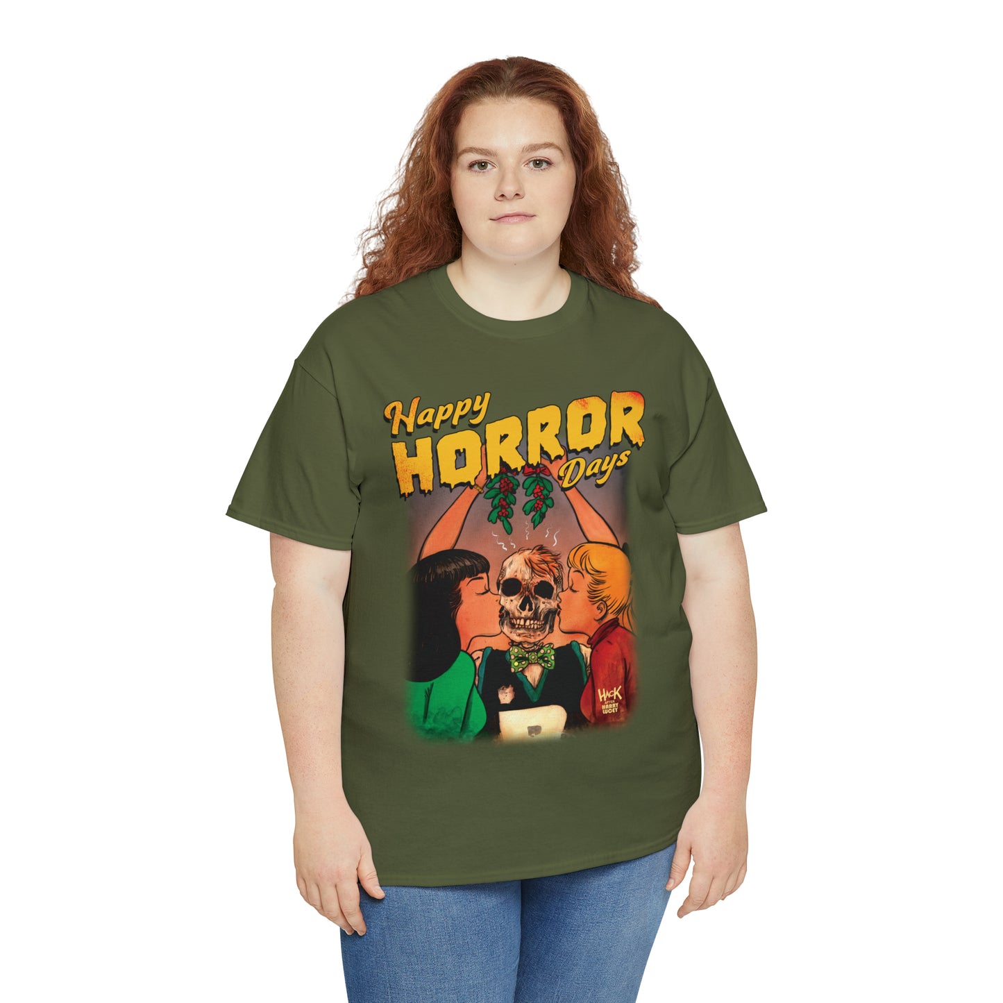 Happy Horror Days Love Triangle Graphic Tee (Unisex Heavy Cotton Tee) featuring Archie, Betty, and Veronica