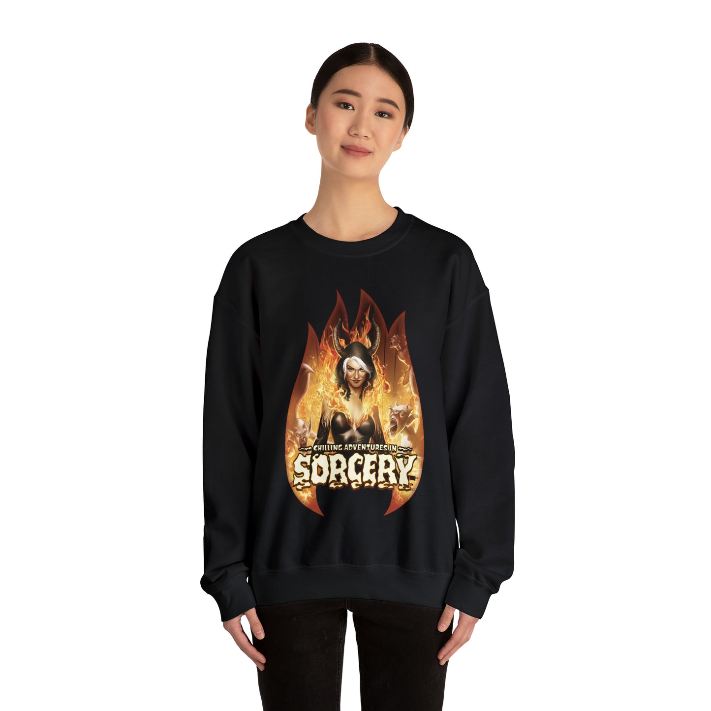 Chilling Adventures in Sorcery Unisex Heavy Blend™ Crewneck Sweatshirt featuring Madam Satan