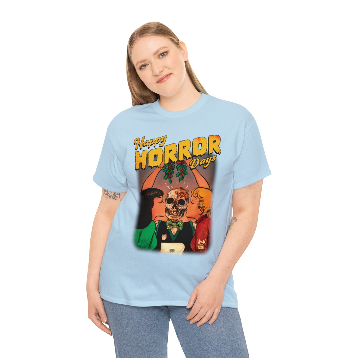 Happy Horror Days Love Triangle Graphic Tee (Unisex Heavy Cotton Tee) featuring Archie, Betty, and Veronica