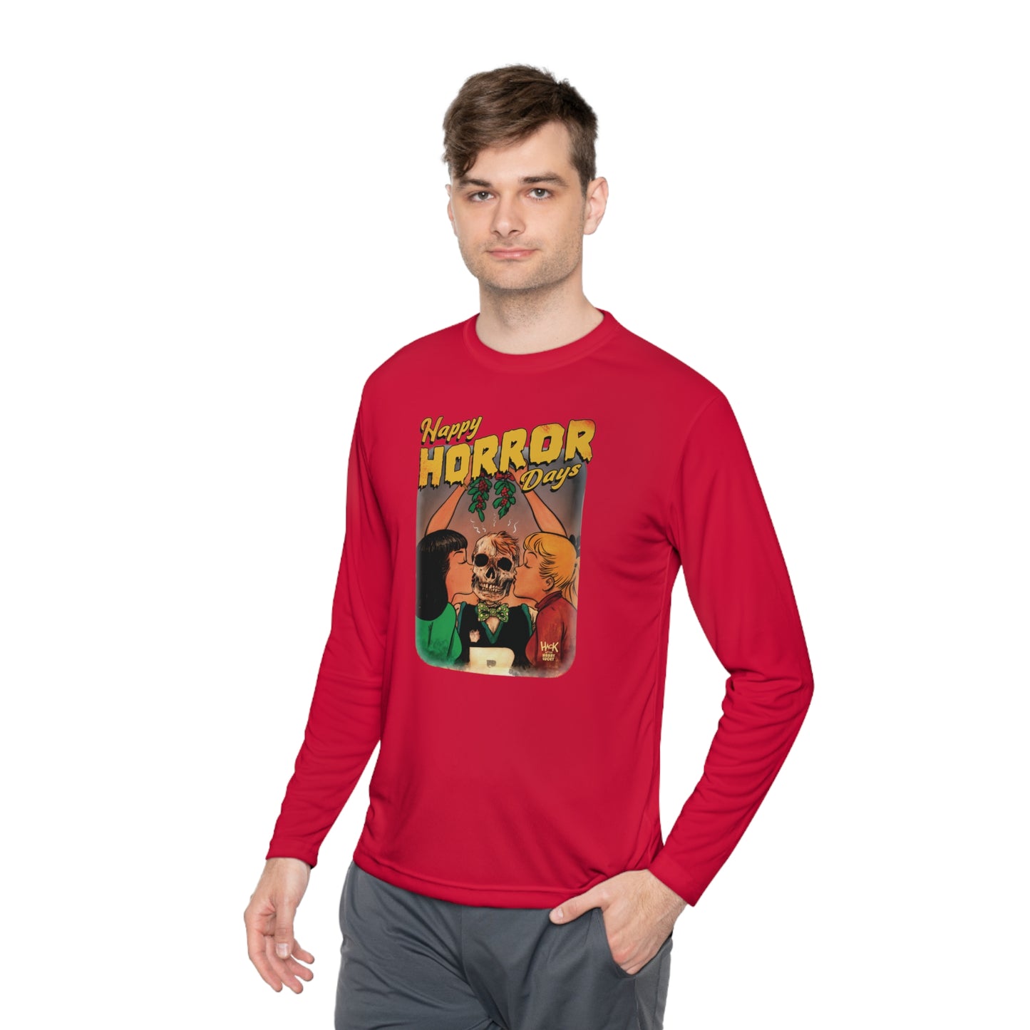 Happy Horror Days Love Triangle Graphic Tee Unisex Lightweight Long Sleeve Tee featuring Archie, Betty, and Veronica
