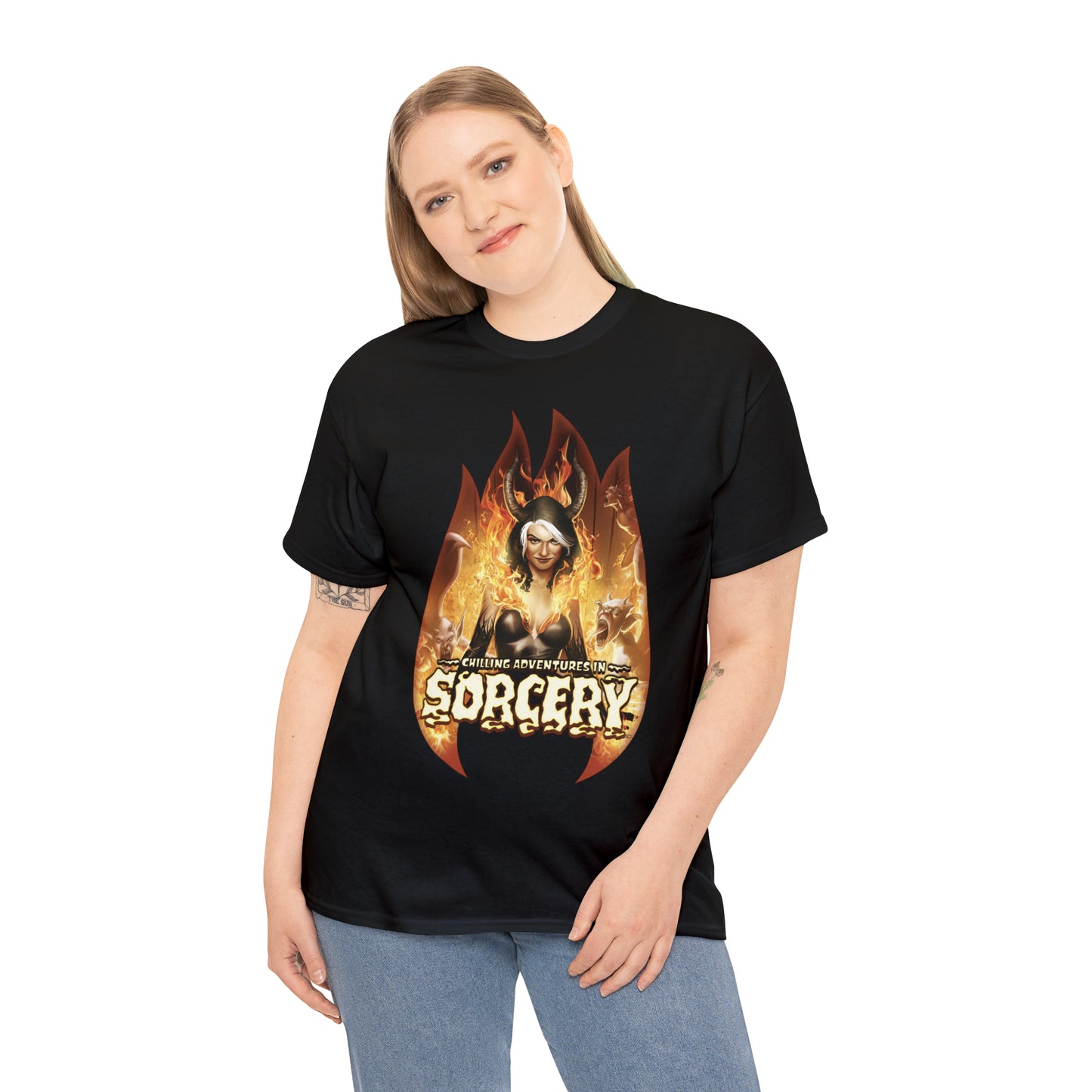 Chilling Adventures in Sorcery Graphic Tee (Unisex Heavy Cotton Tee) featuring Madam Satan