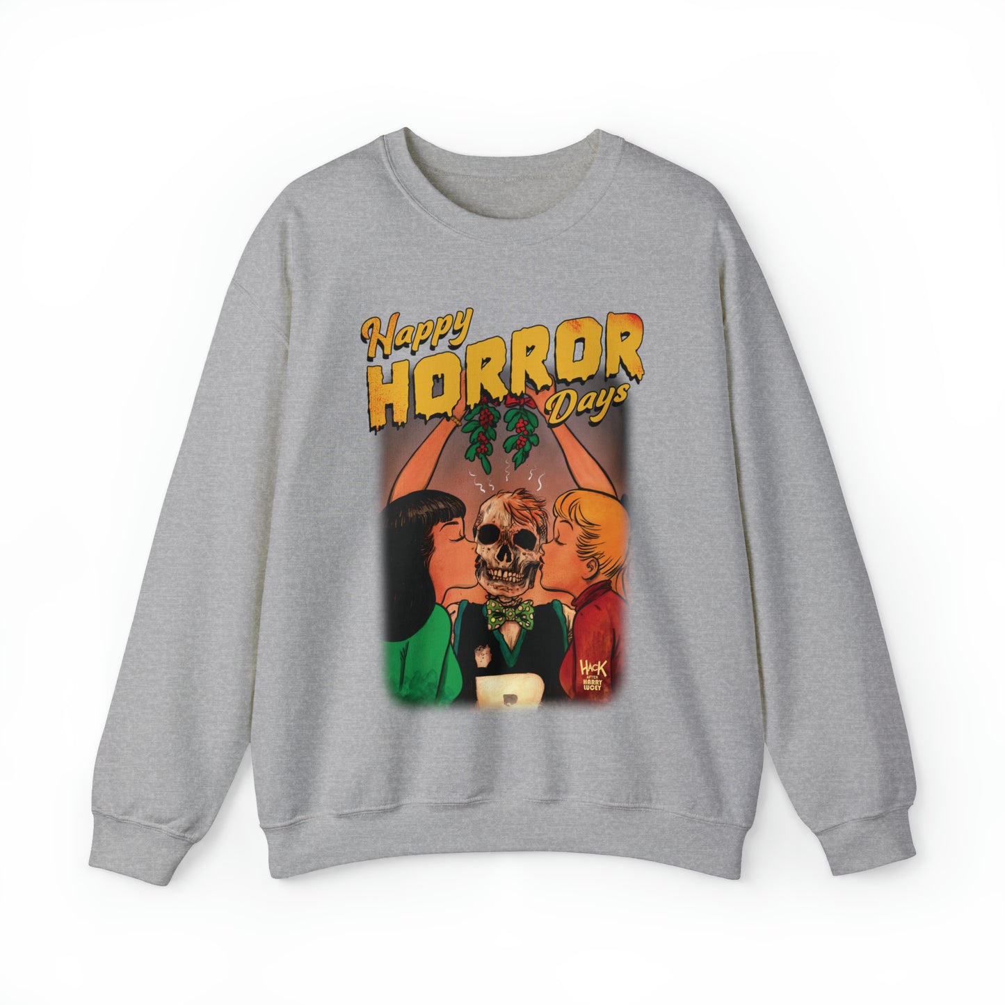 Archie Comics Happy Horror Days Unisex Heavy Blend™ Crewneck Sweatshirt featuring Archie, Betty, and Veronica