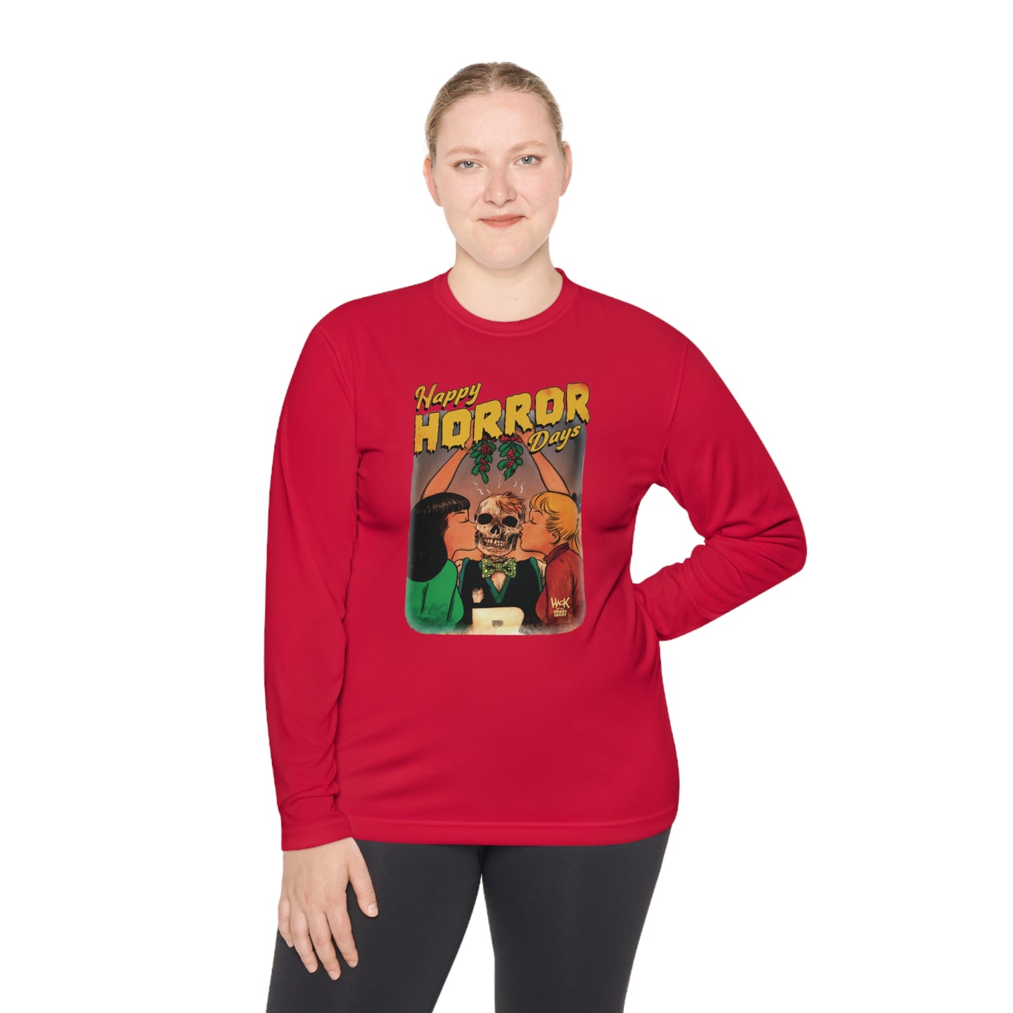 Happy Horror Days Love Triangle Graphic Tee Unisex Lightweight Long Sleeve Tee featuring Archie, Betty, and Veronica