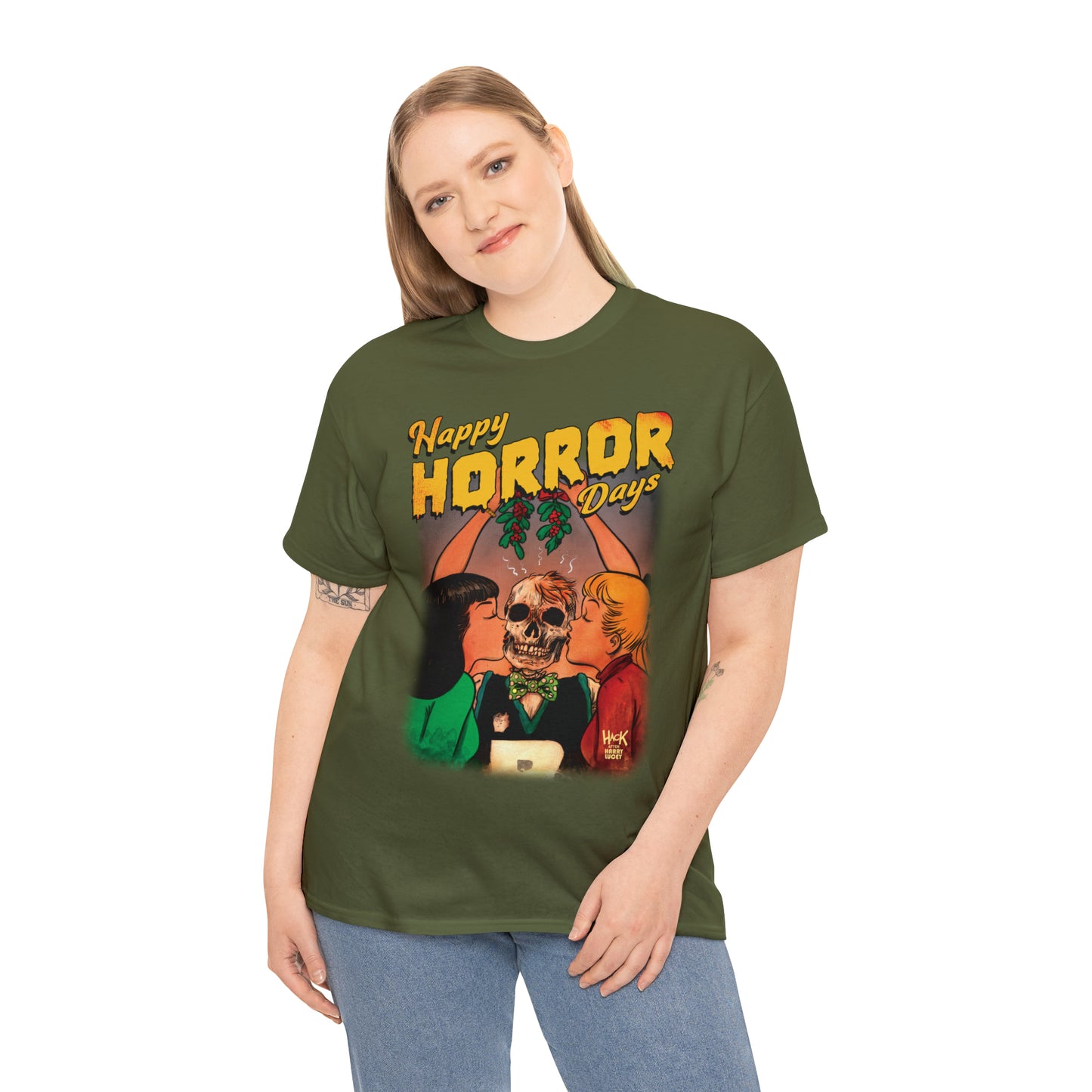 Happy Horror Days Love Triangle Graphic Tee (Unisex Heavy Cotton Tee) featuring Archie, Betty, and Veronica