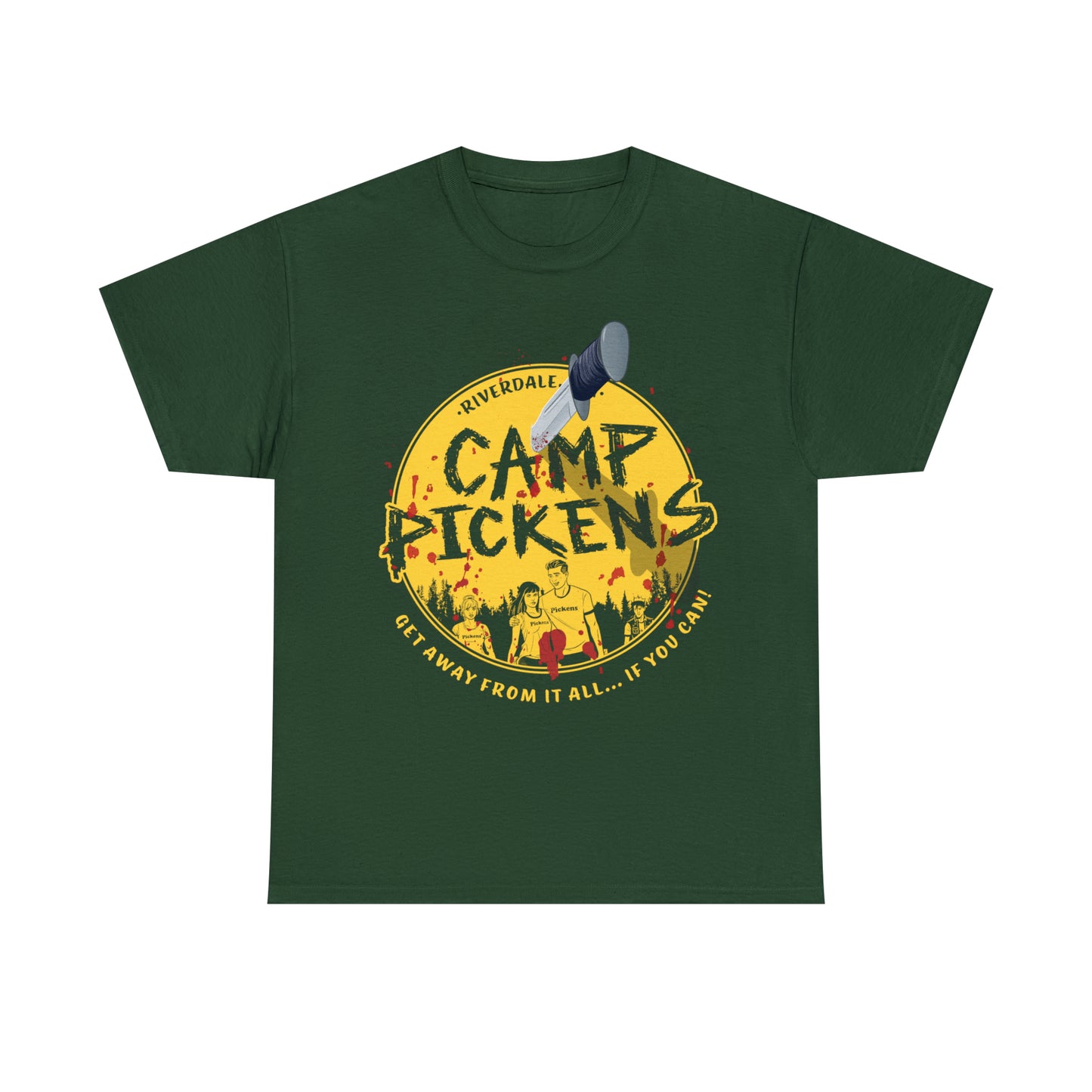 Riverdale Camp Pickens Graphic T-Shirt (Unisex Heavy Cotton Tee) featuring Archie, Betty, Veronica, and Jughead