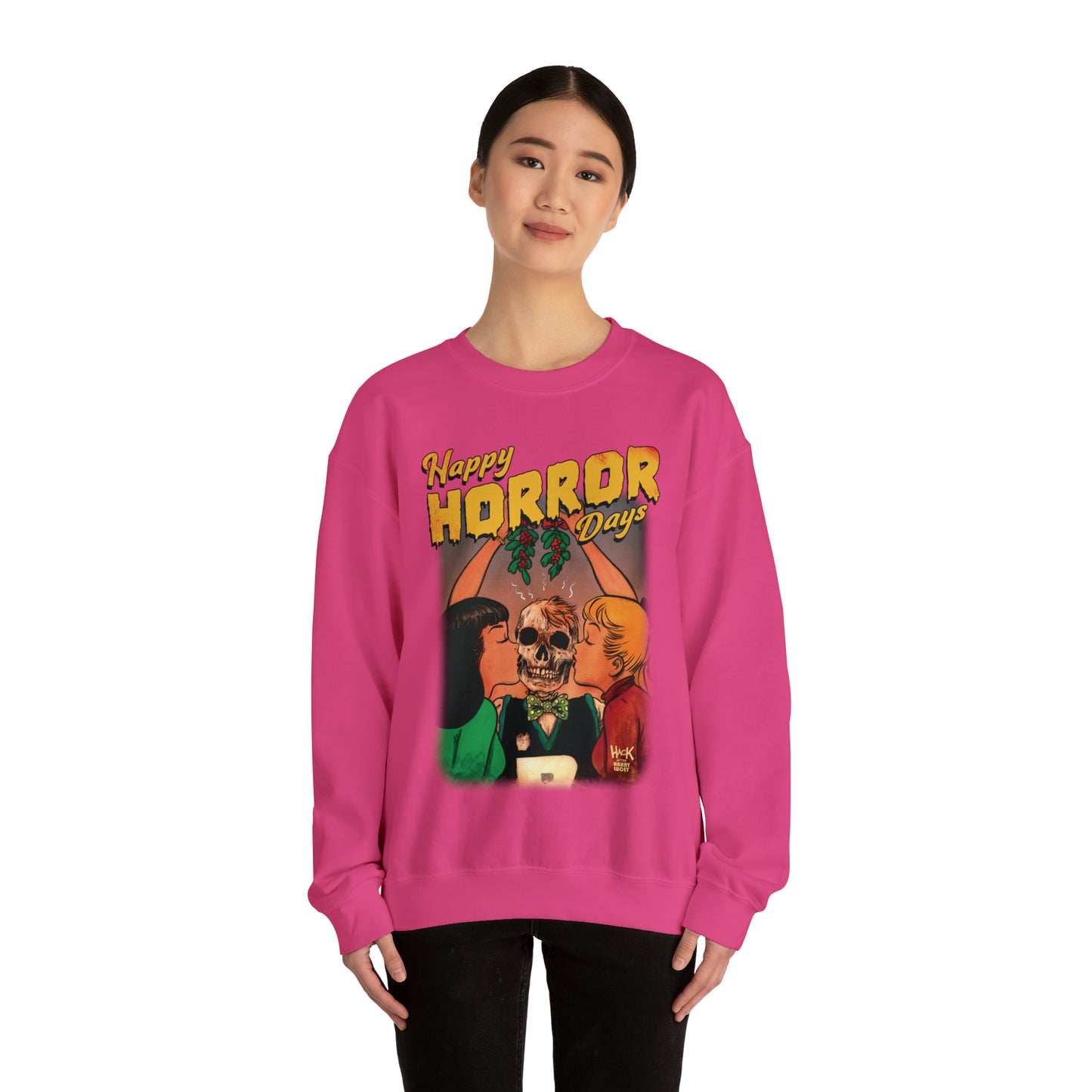 Archie Comics Happy Horror Days Unisex Heavy Blend™ Crewneck Sweatshirt featuring Archie, Betty, and Veronica