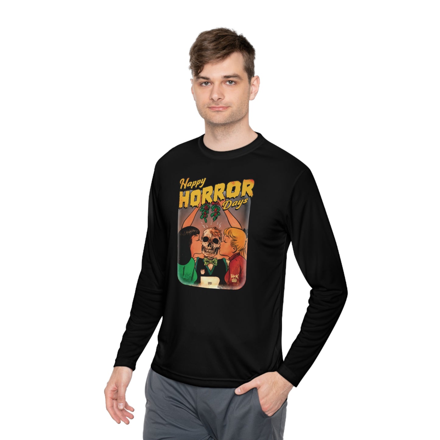 Happy Horror Days Love Triangle Graphic Tee Unisex Lightweight Long Sleeve Tee featuring Archie, Betty, and Veronica