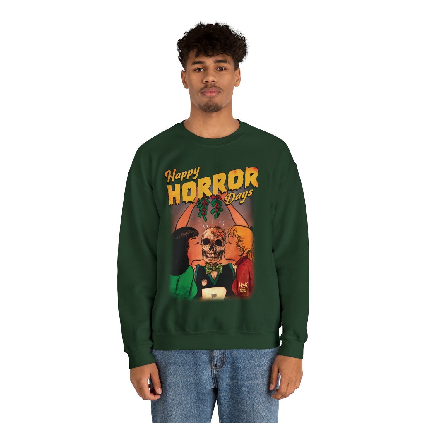 Archie Comics Happy Horror Days Unisex Heavy Blend™ Crewneck Sweatshirt featuring Archie, Betty, and Veronica