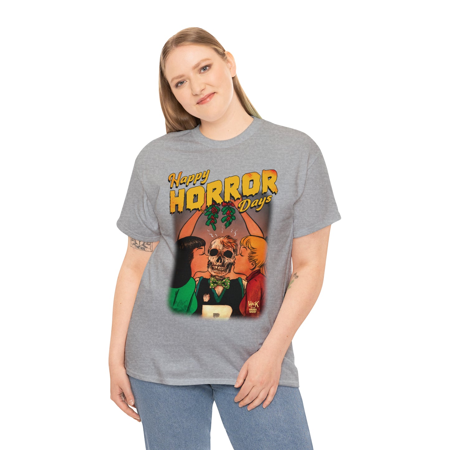 Happy Horror Days Love Triangle Graphic Tee (Unisex Heavy Cotton Tee) featuring Archie, Betty, and Veronica