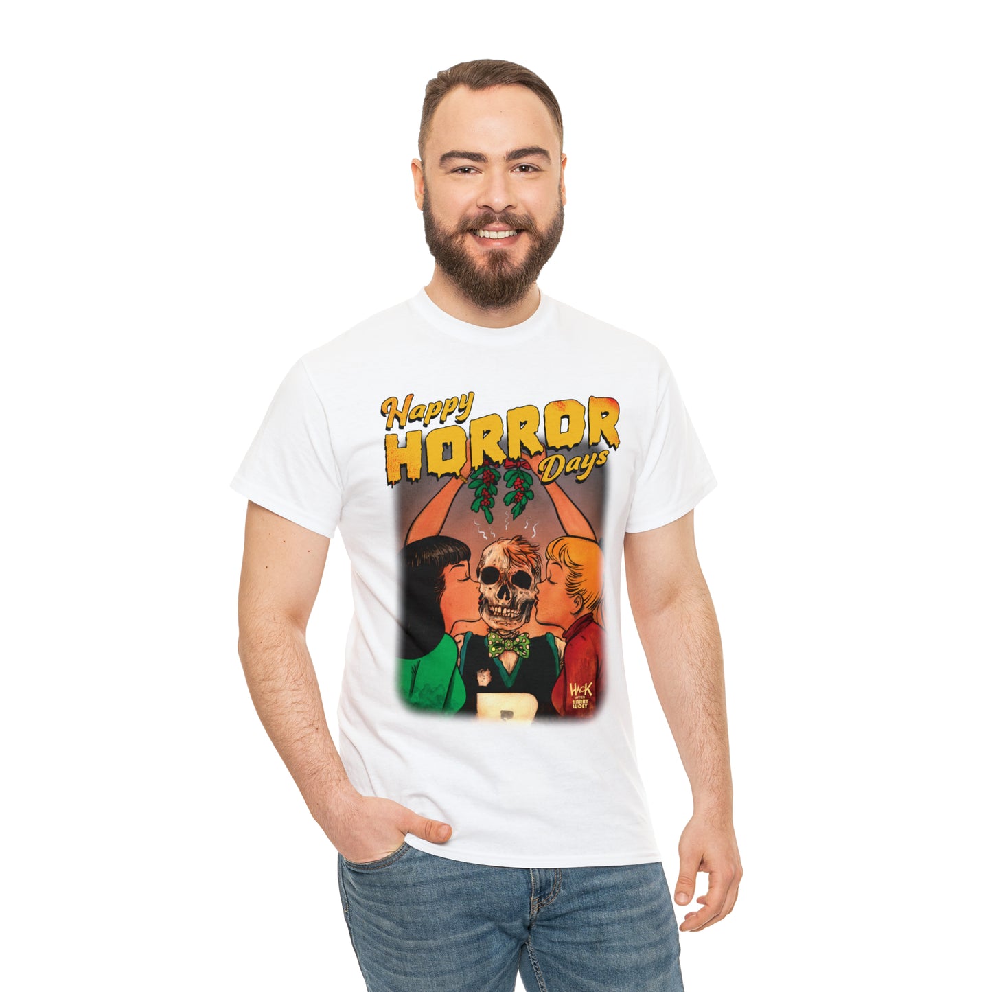 Happy Horror Days Love Triangle Graphic Tee (Unisex Heavy Cotton Tee) featuring Archie, Betty, and Veronica