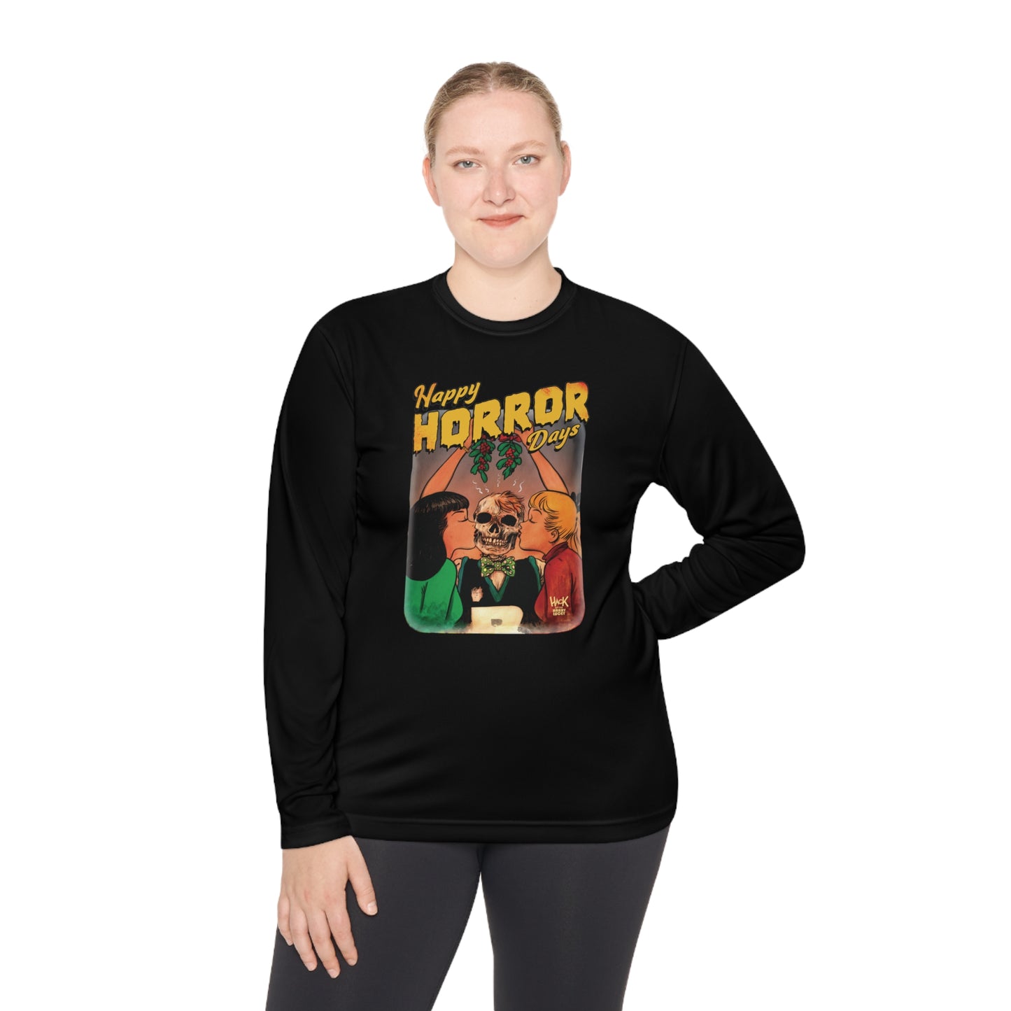 Happy Horror Days Love Triangle Graphic Tee Unisex Lightweight Long Sleeve Tee featuring Archie, Betty, and Veronica