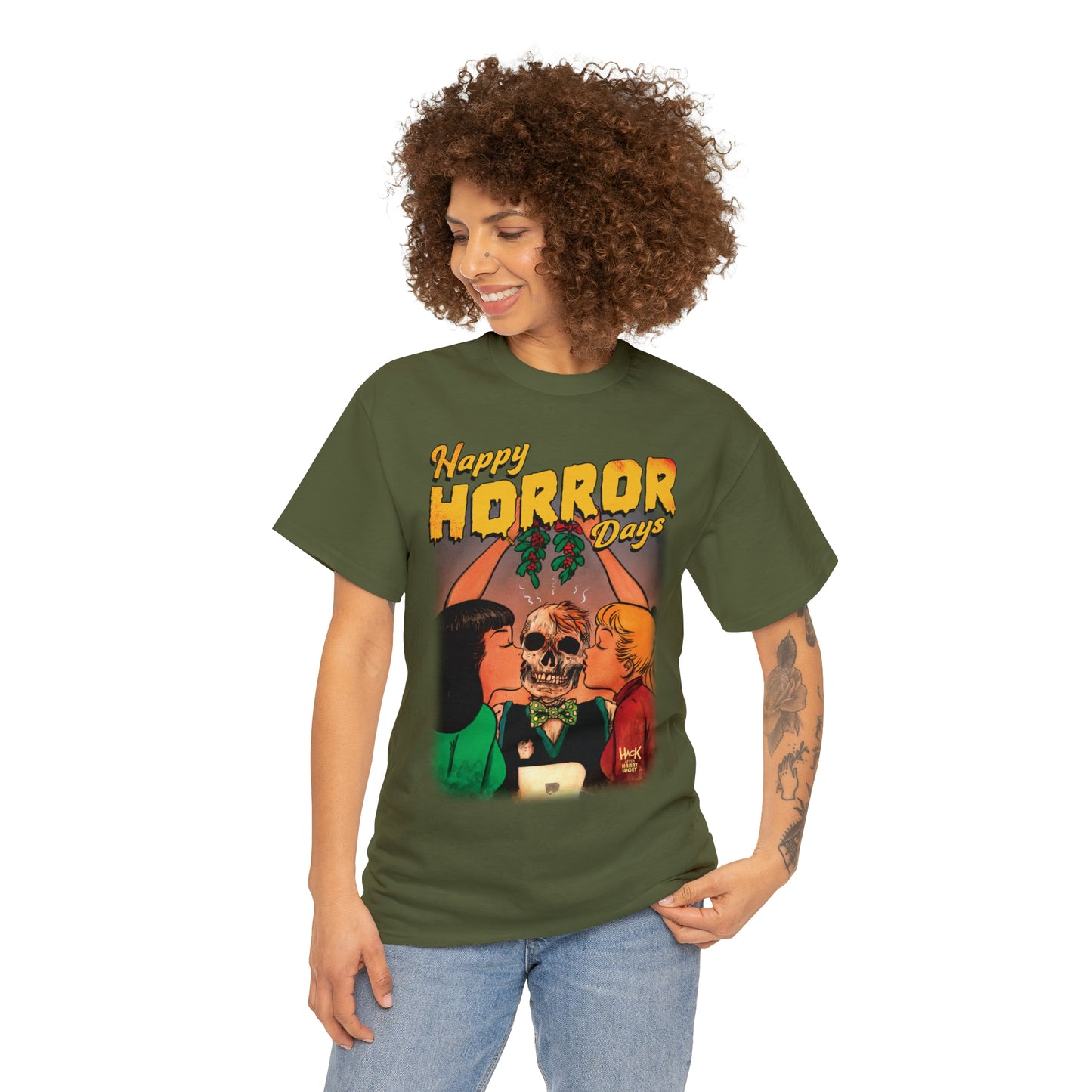 Happy Horror Days Love Triangle Graphic Tee (Unisex Heavy Cotton Tee) featuring Archie, Betty, and Veronica