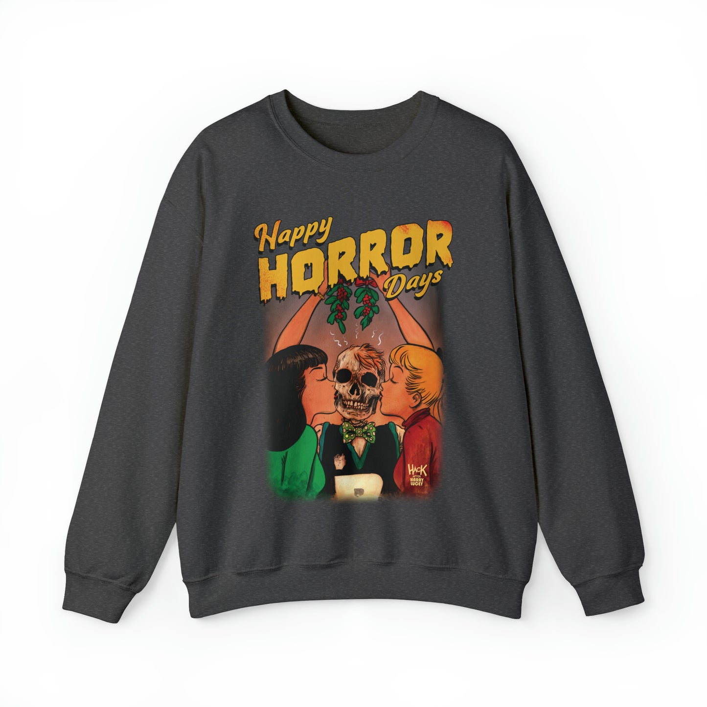 Archie Comics Happy Horror Days Unisex Heavy Blend™ Crewneck Sweatshirt featuring Archie, Betty, and Veronica