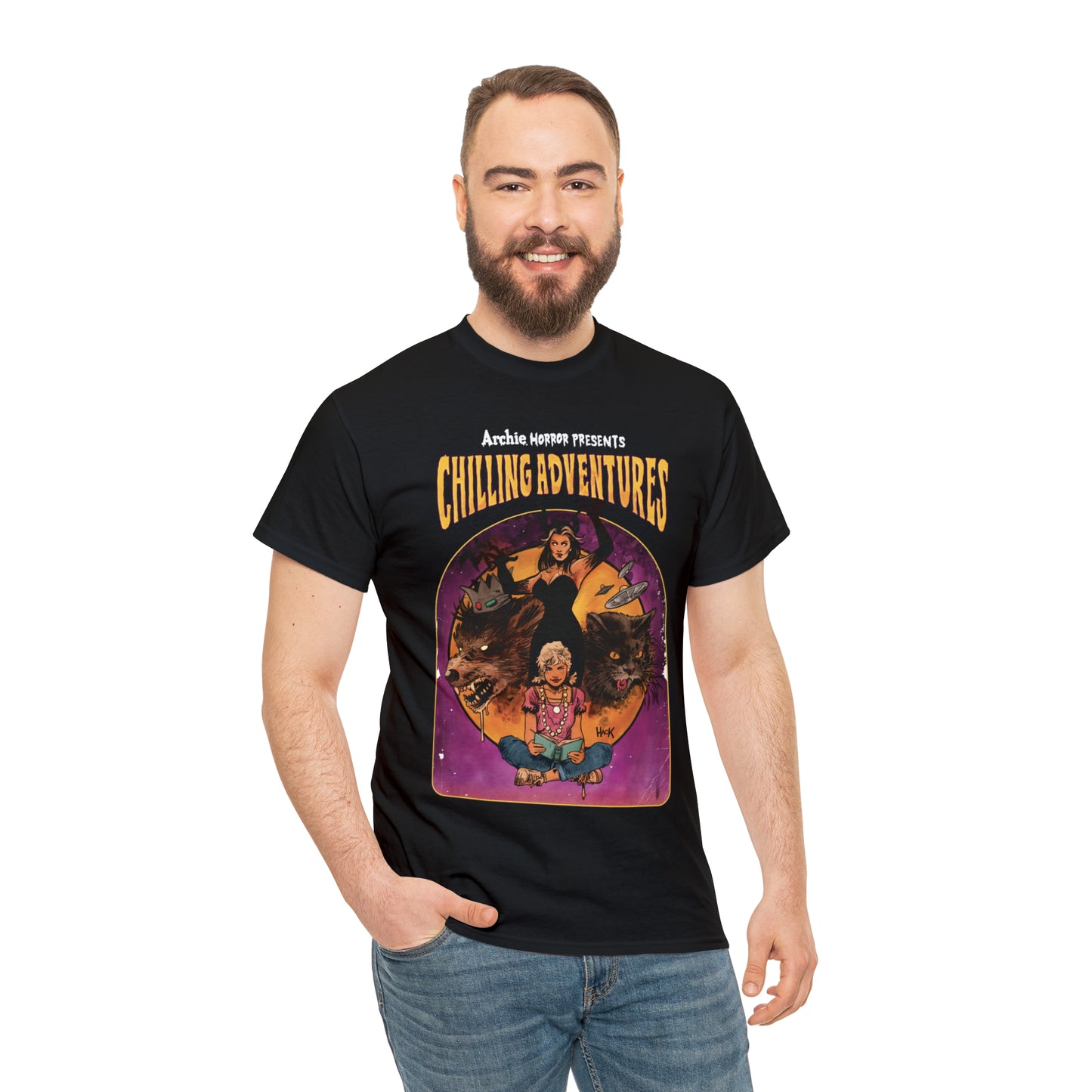 Archie Horror Presents Chilling Adventures Graphic Tee (Unisex Heavy Cotton Tee) featuring Jinx and Madam Satan