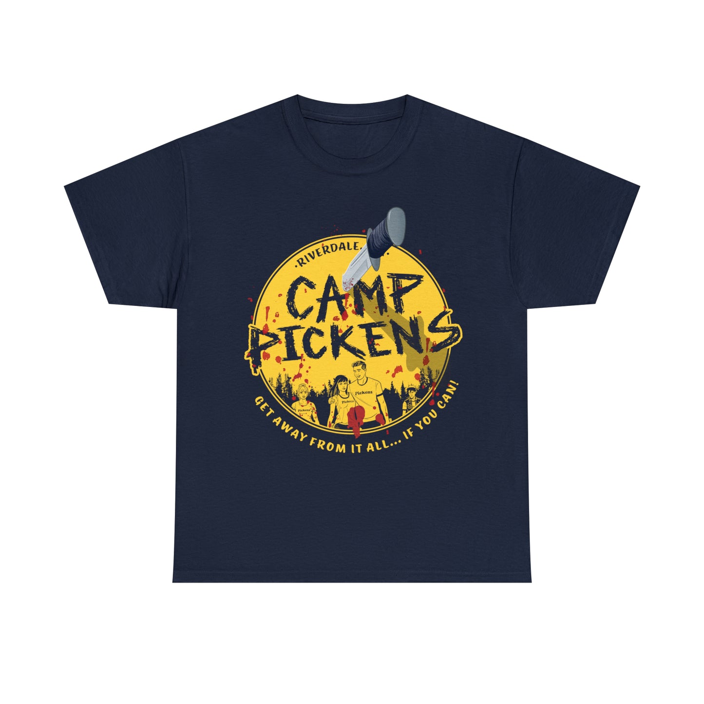 Riverdale Camp Pickens Graphic T-Shirt (Unisex Heavy Cotton Tee) featuring Archie, Betty, Veronica, and Jughead