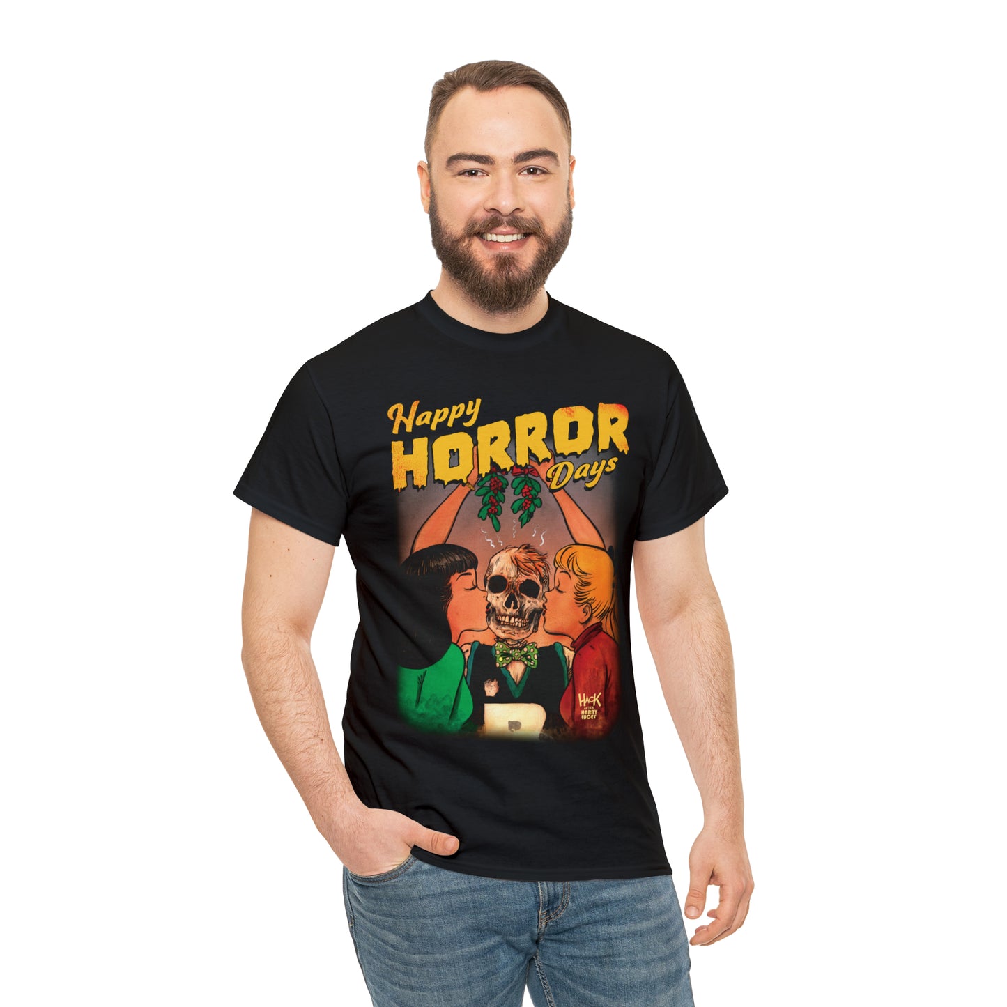 Happy Horror Days Love Triangle Graphic Tee (Unisex Heavy Cotton Tee) featuring Archie, Betty, and Veronica