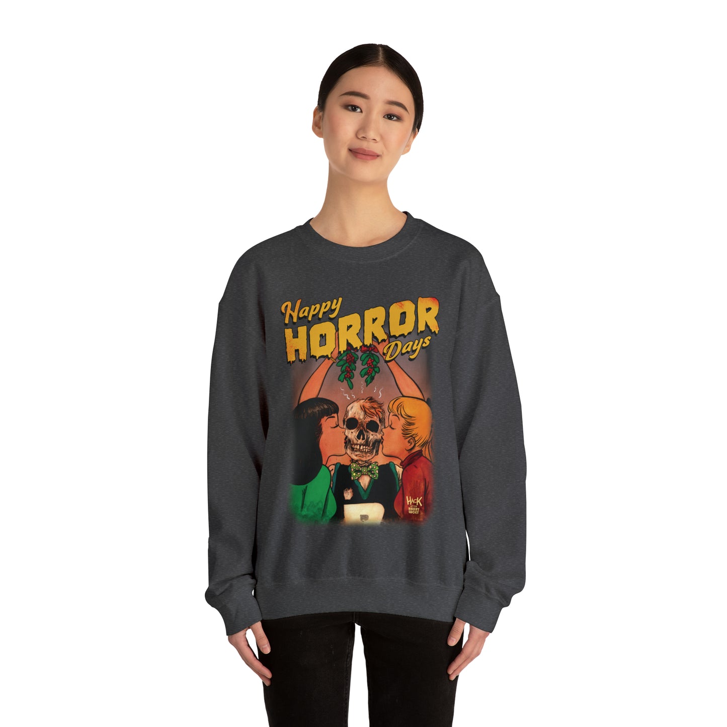 Archie Comics Happy Horror Days Unisex Heavy Blend™ Crewneck Sweatshirt featuring Archie, Betty, and Veronica