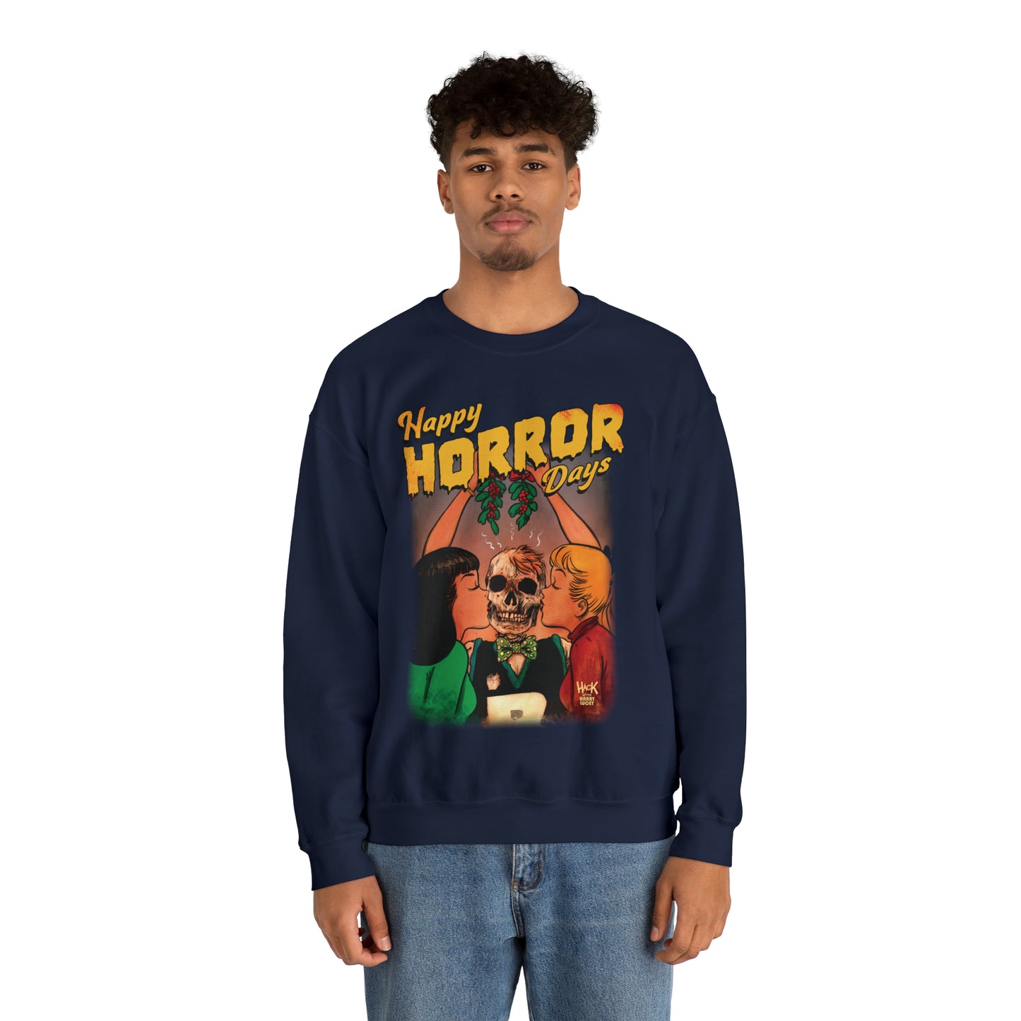 Archie Comics Happy Horror Days Unisex Heavy Blend™ Crewneck Sweatshirt featuring Archie, Betty, and Veronica