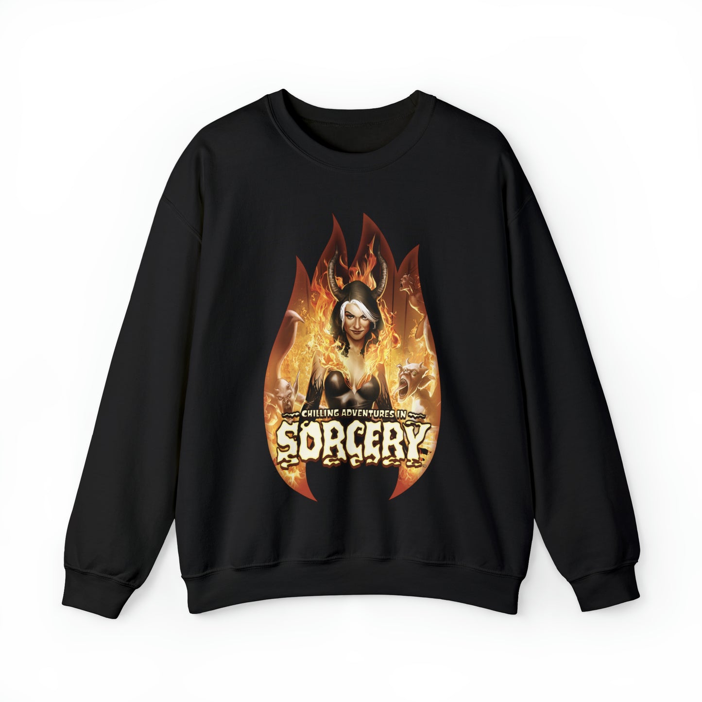 Chilling Adventures in Sorcery Unisex Heavy Blend™ Crewneck Sweatshirt featuring Madam Satan