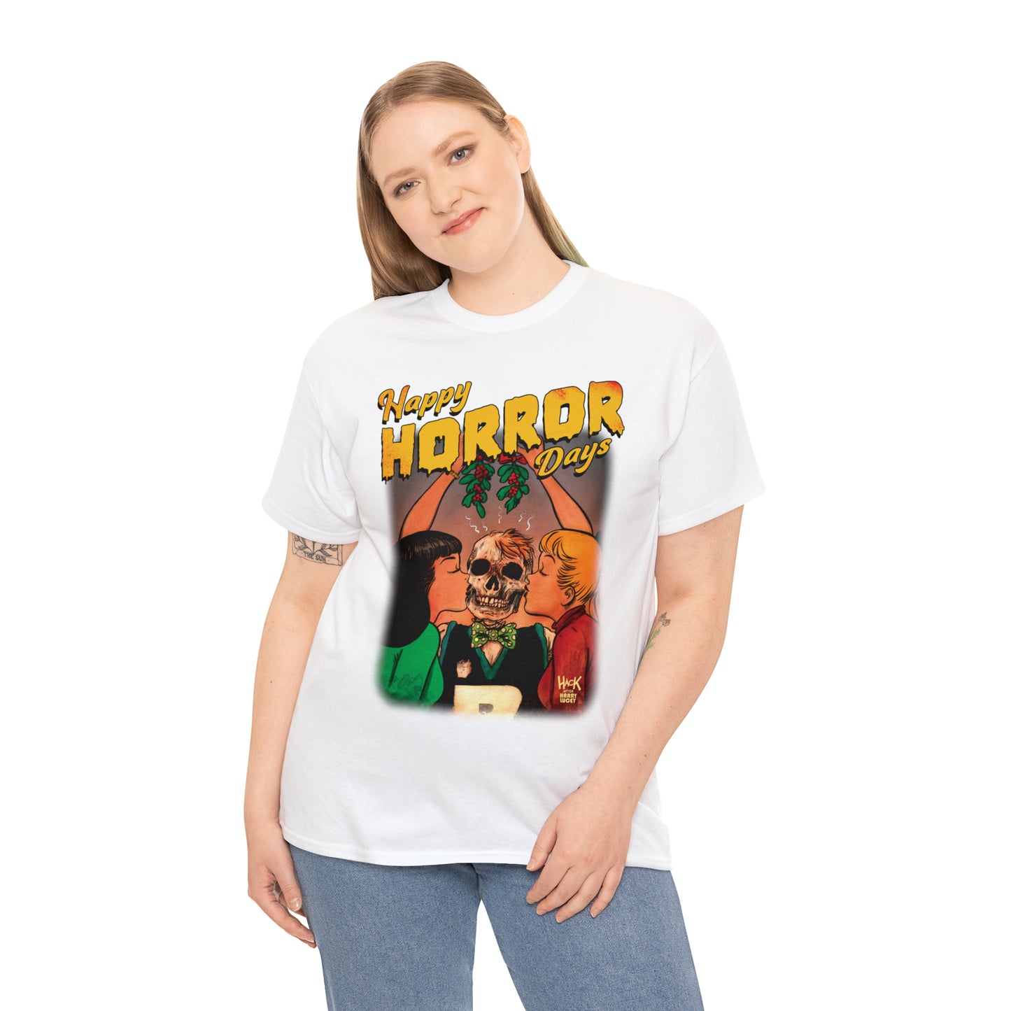 Happy Horror Days Love Triangle Graphic Tee (Unisex Heavy Cotton Tee) featuring Archie, Betty, and Veronica