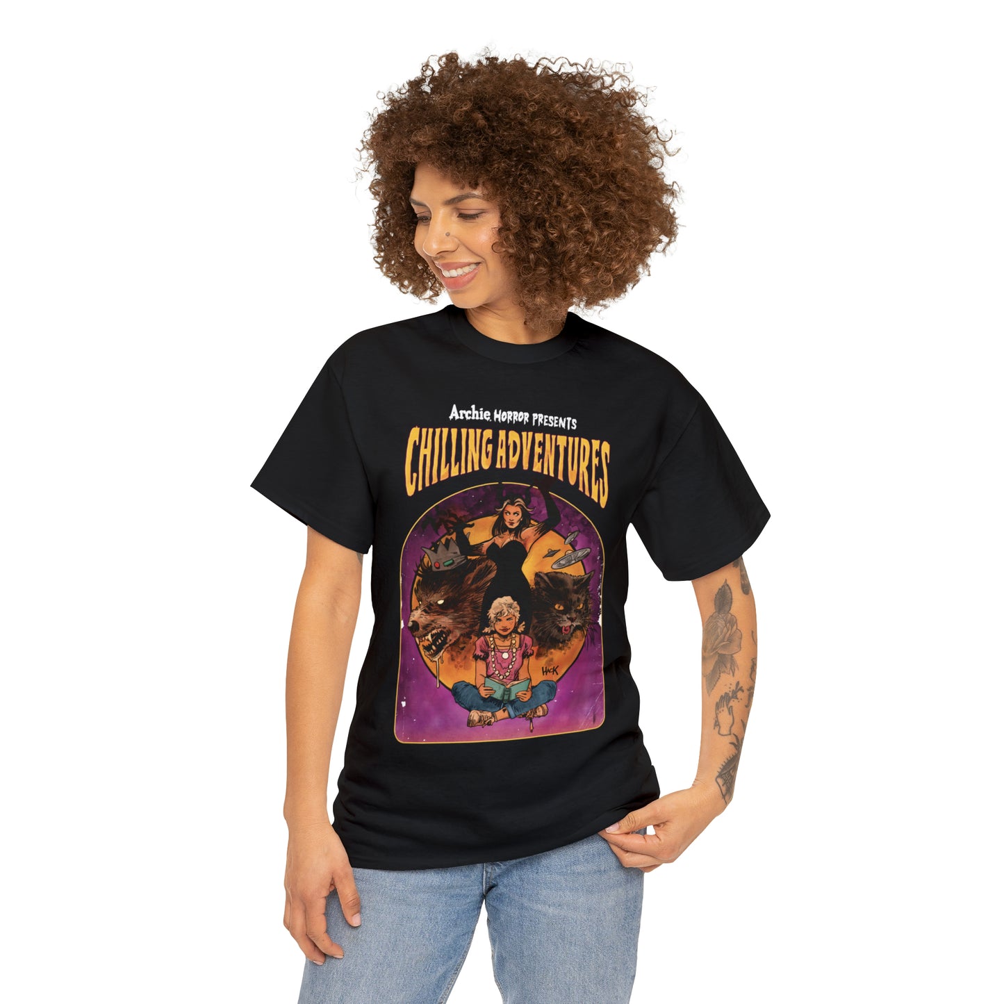 Archie Horror Presents Chilling Adventures Graphic Tee (Unisex Heavy Cotton Tee) featuring Jinx and Madam Satan