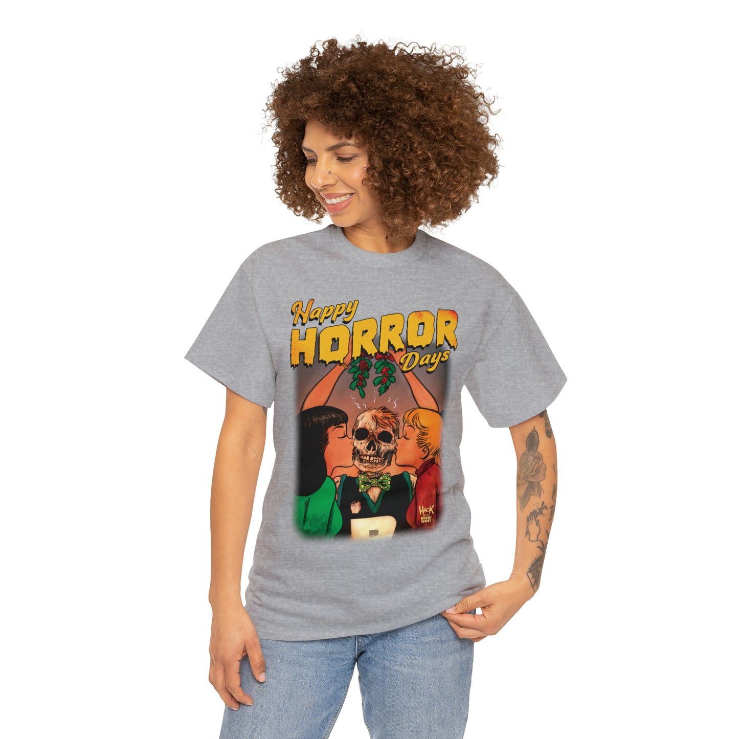 Happy Horror Days Love Triangle Graphic Tee (Unisex Heavy Cotton Tee) featuring Archie, Betty, and Veronica