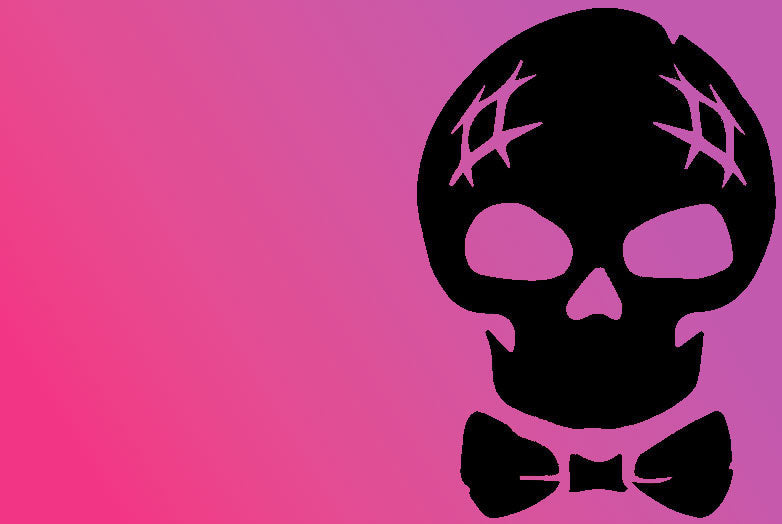 Black Archie Skull with a gradient pink background