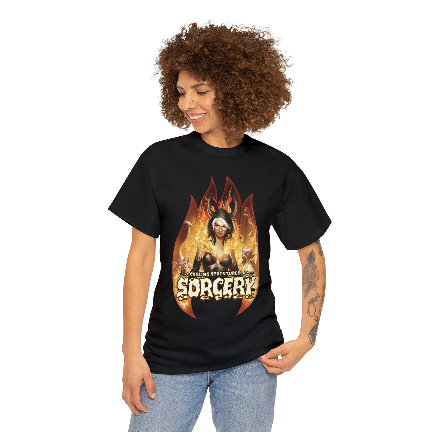 Chilling Adventures in Sorcery Graphic Tee (Unisex Heavy Cotton Tee) featuring Madam Satan