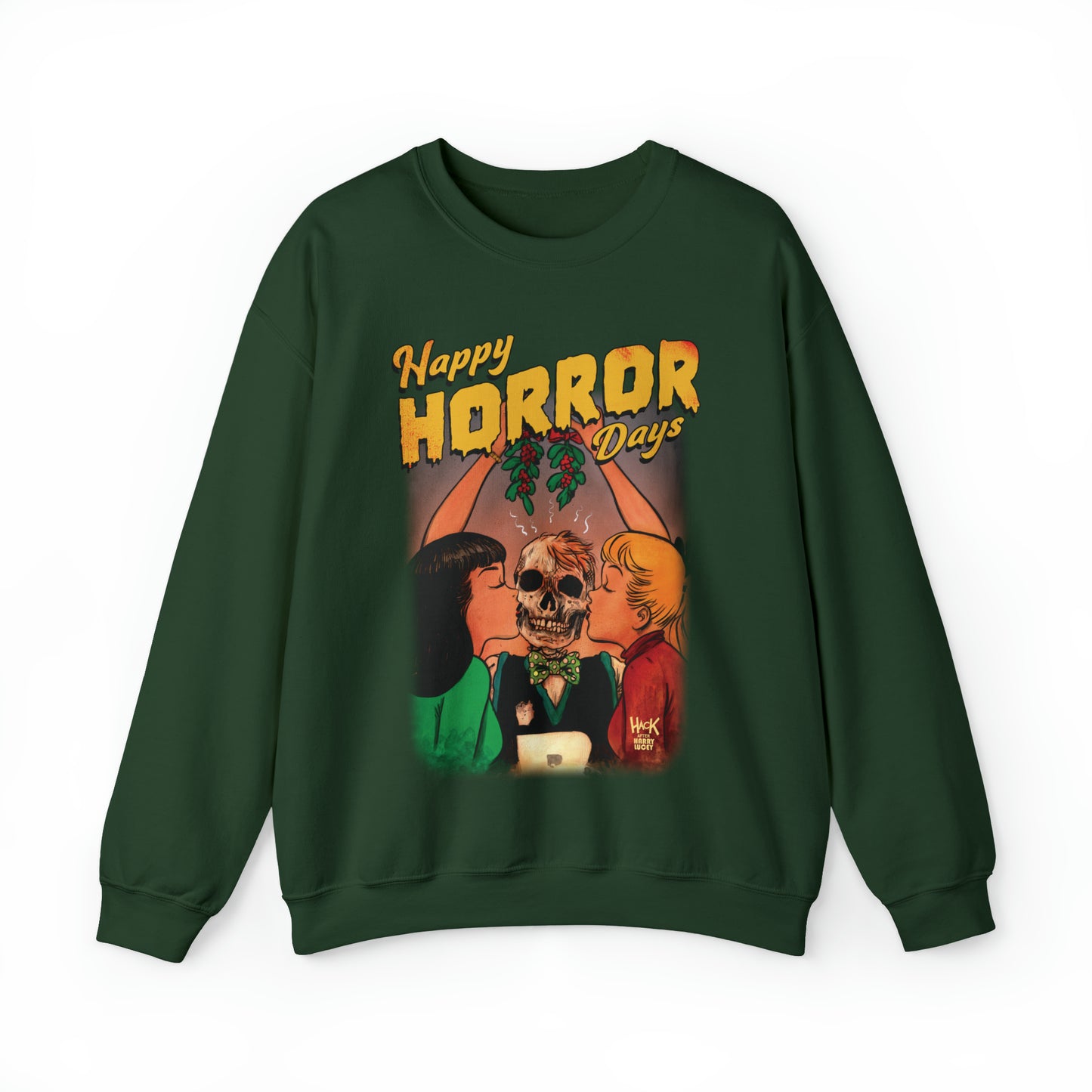 Archie Comics Happy Horror Days Unisex Heavy Blend™ Crewneck Sweatshirt featuring Archie, Betty, and Veronica