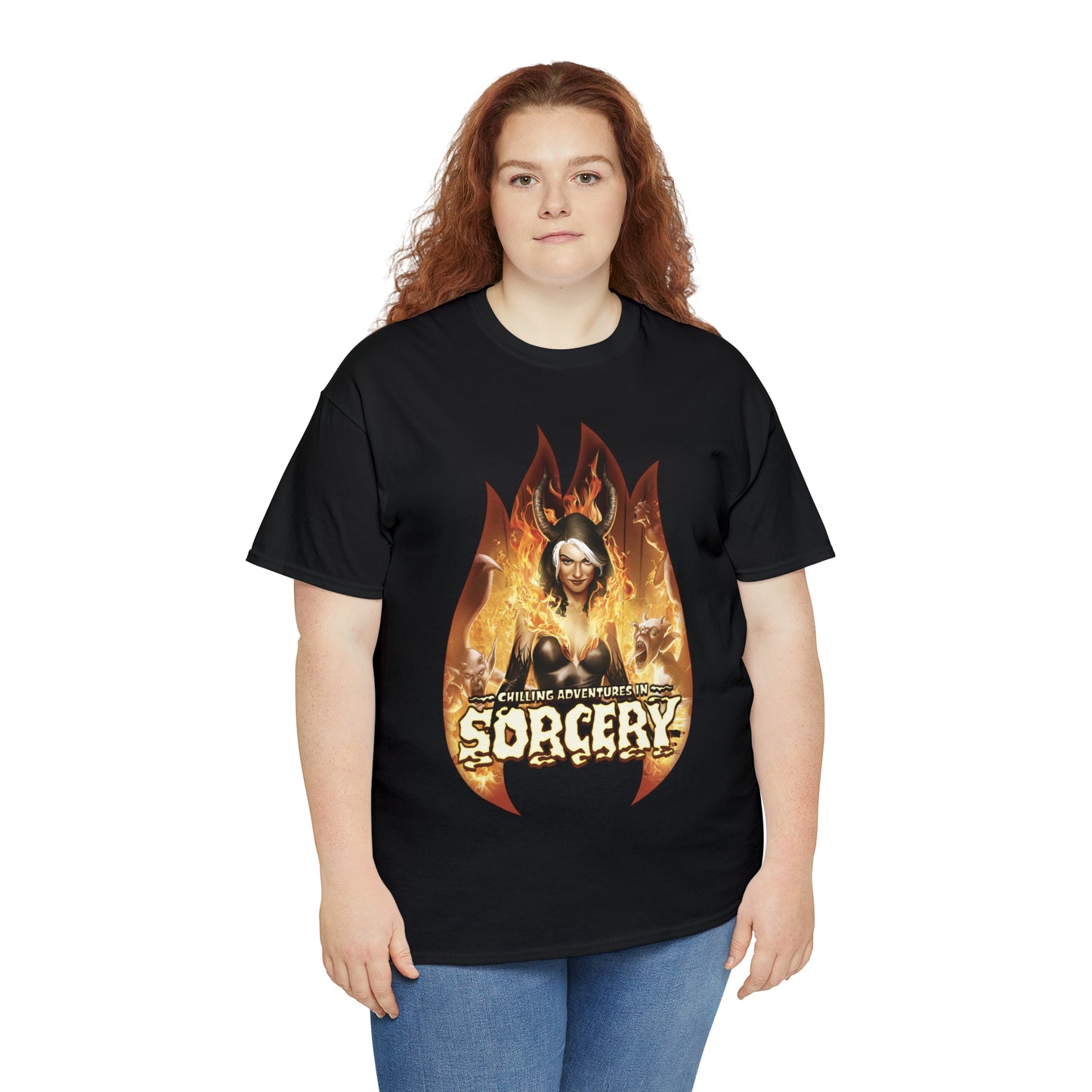 Chilling Adventures in Sorcery Graphic Tee (Unisex Heavy Cotton Tee) featuring Madam Satan