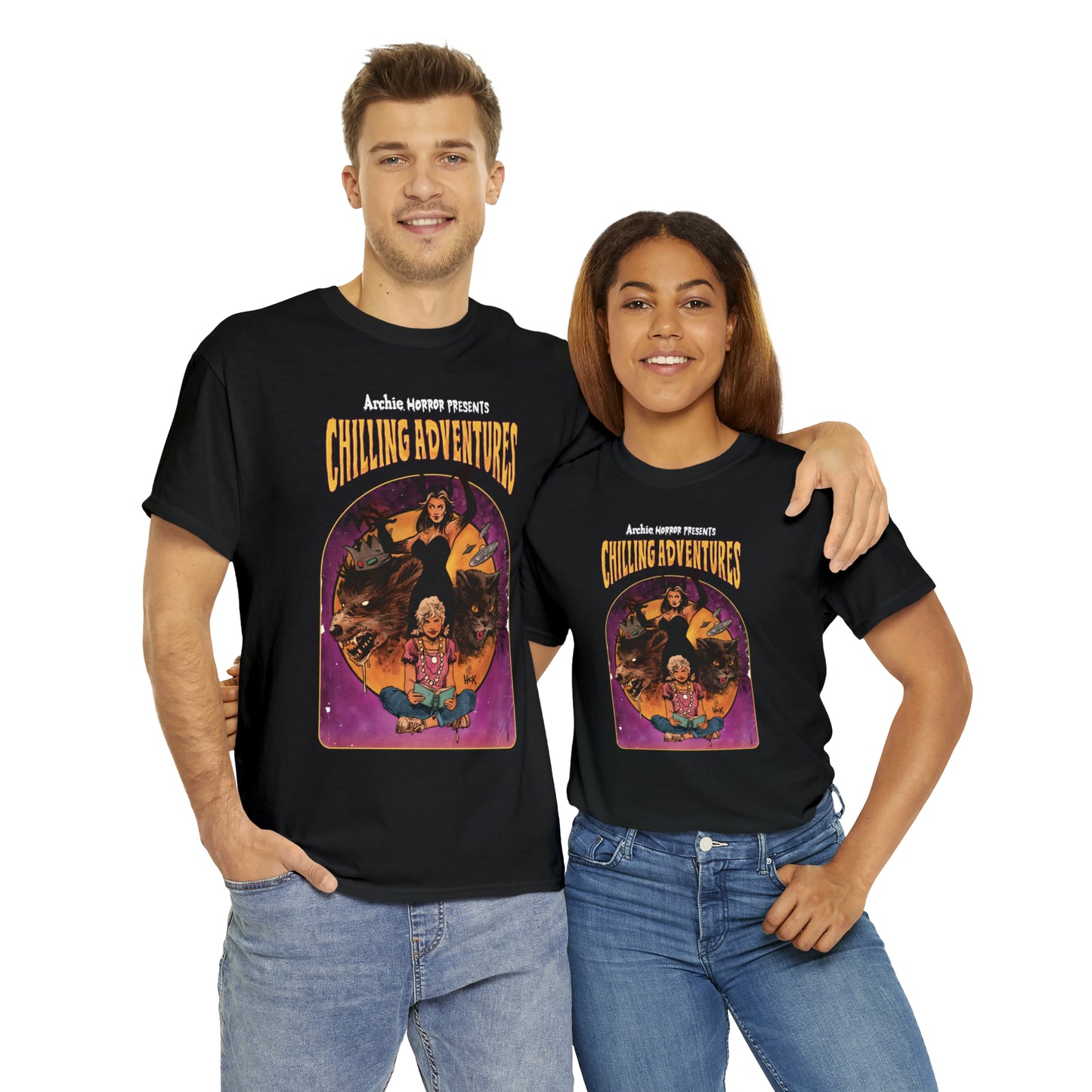 Archie Horror Presents Chilling Adventures Graphic Tee (Unisex Heavy Cotton Tee) featuring Jinx and Madam Satan