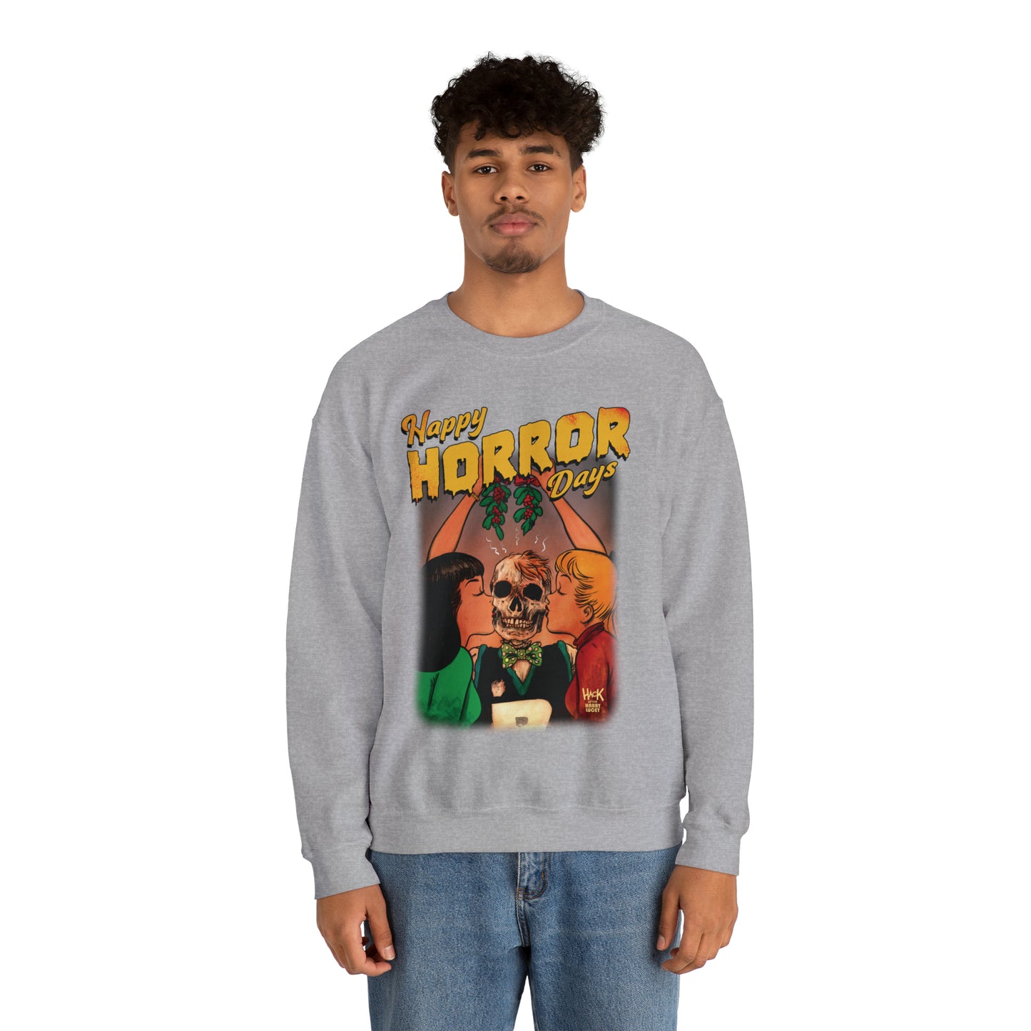 Archie Comics Happy Horror Days Unisex Heavy Blend™ Crewneck Sweatshirt featuring Archie, Betty, and Veronica