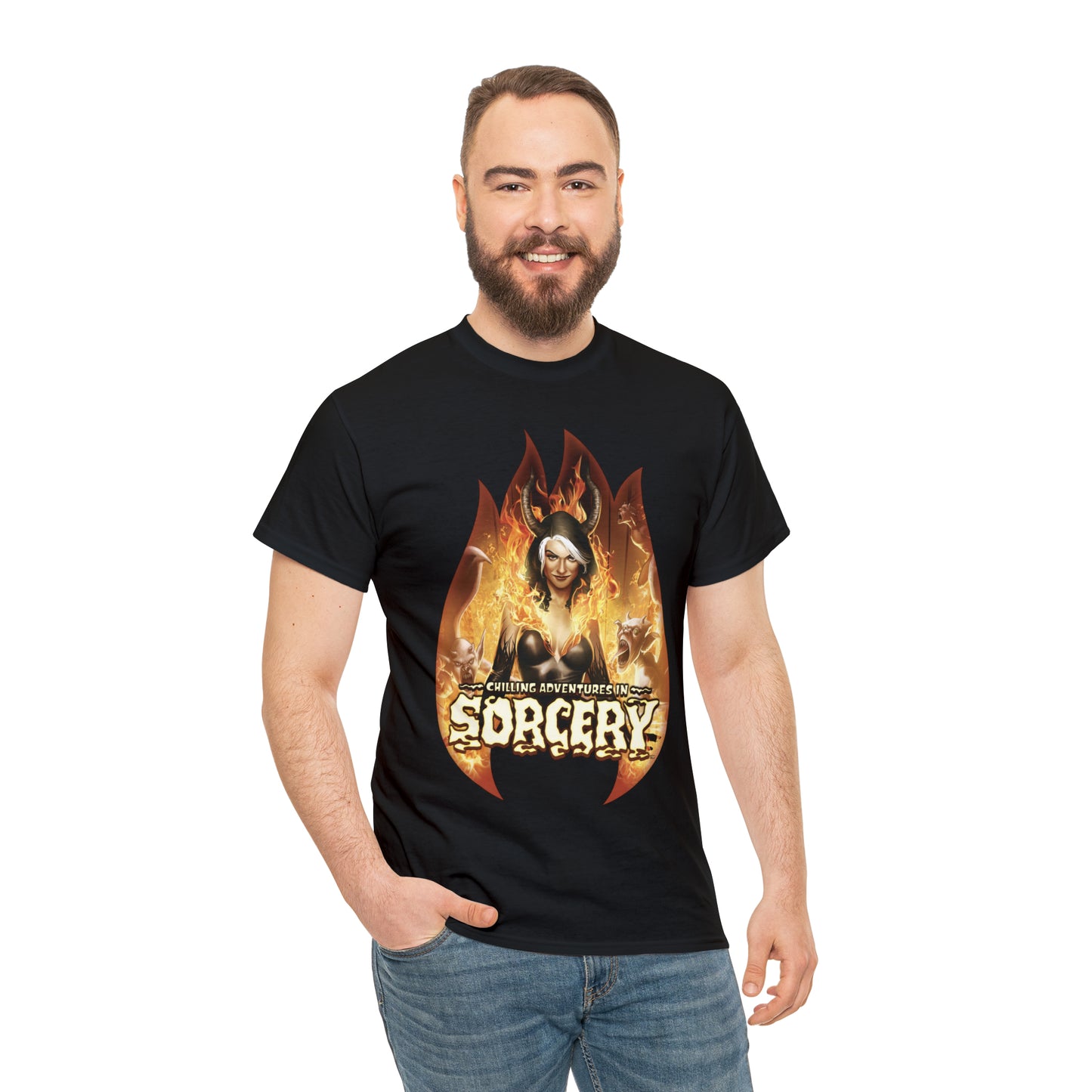 Chilling Adventures in Sorcery Graphic Tee (Unisex Heavy Cotton Tee) featuring Madam Satan