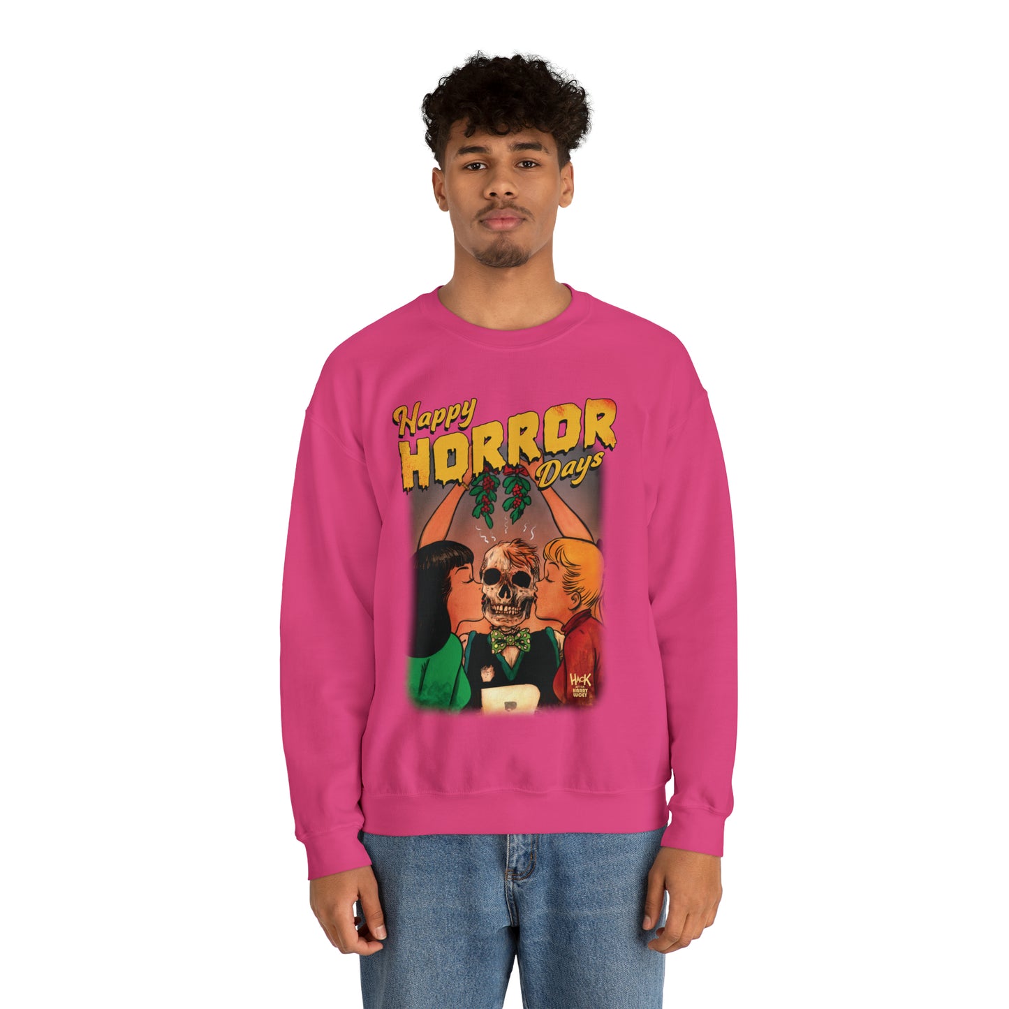 Archie Comics Happy Horror Days Unisex Heavy Blend™ Crewneck Sweatshirt featuring Archie, Betty, and Veronica