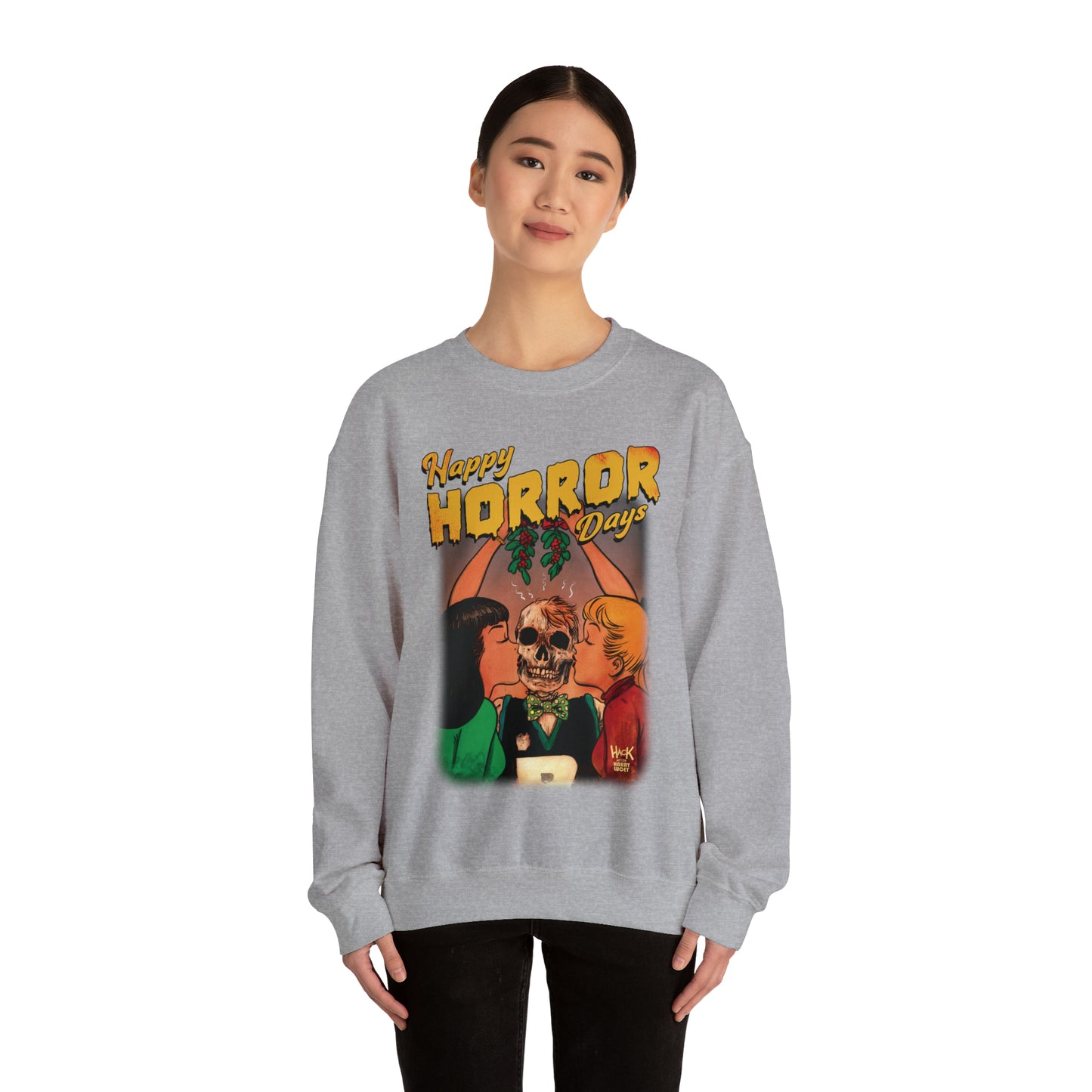 Archie Comics Happy Horror Days Unisex Heavy Blend™ Crewneck Sweatshirt featuring Archie, Betty, and Veronica